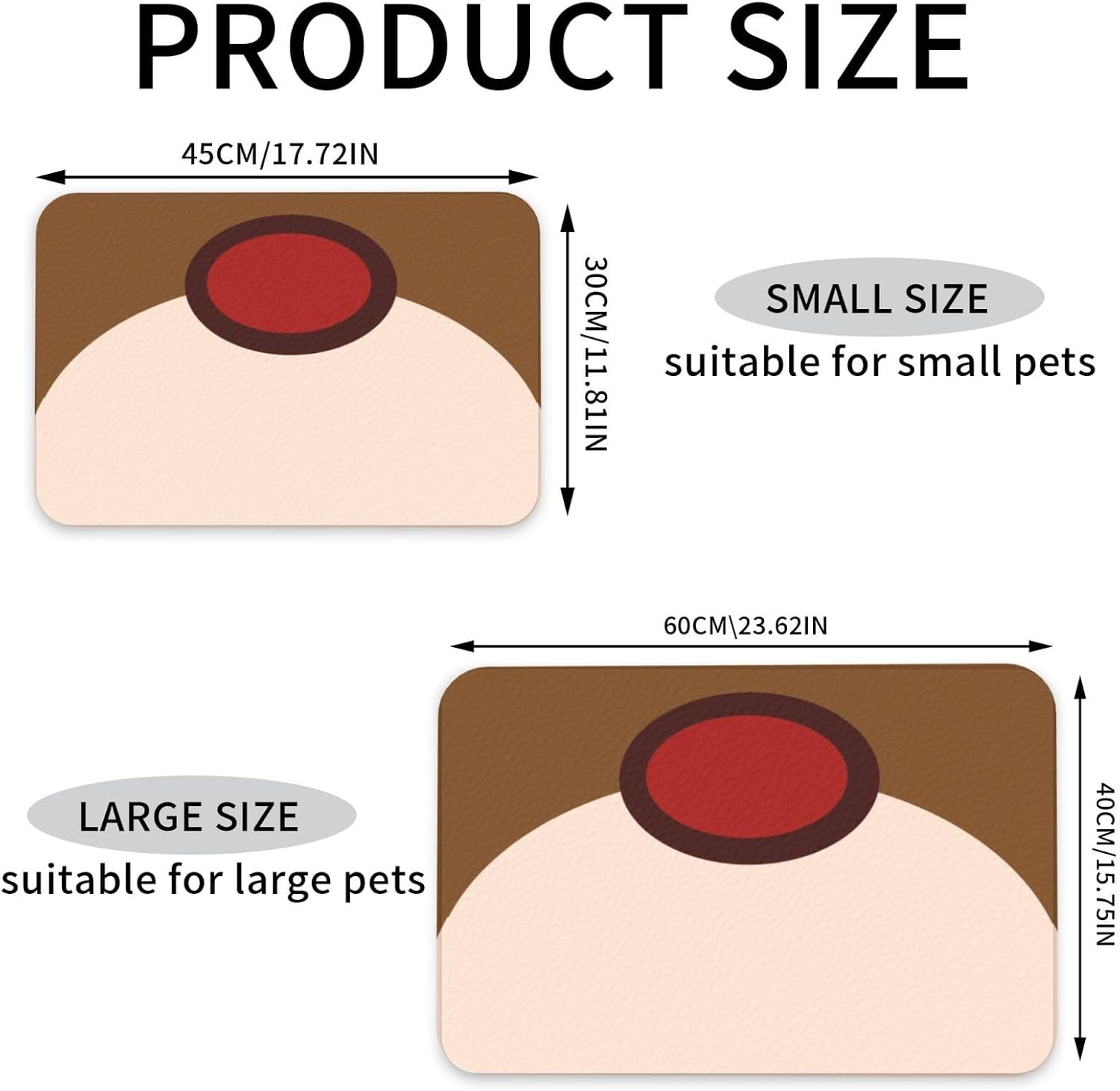 Cute Reindeer Leather Absorbent Pet Feeding Mat Non-Slip for Dogs Cats 40x60cm