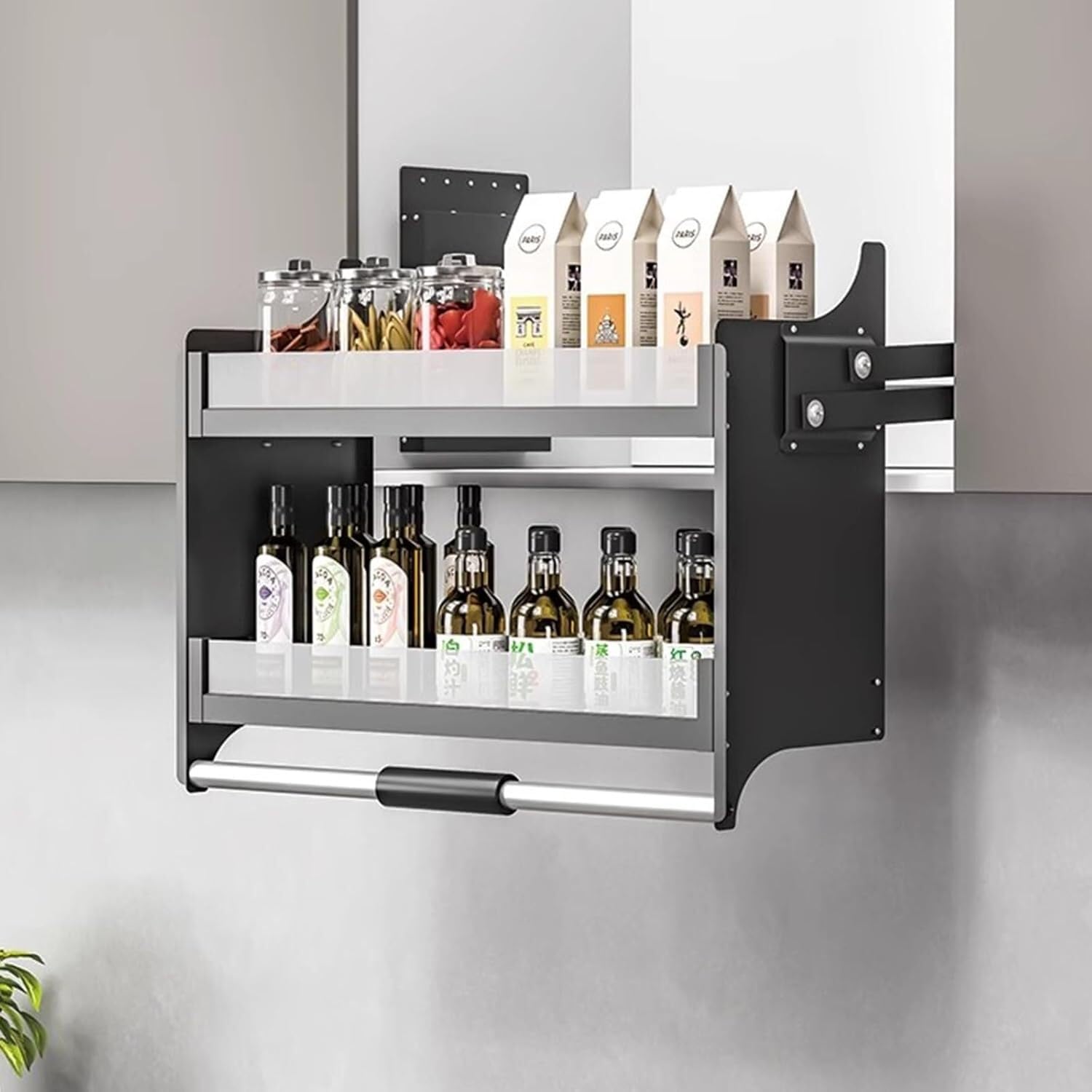 OLSKFUH Drawer Cabinet Organiser Heavy Duty Double Cutlery And Spice Rack Home,Noir-900