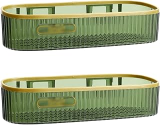 Shower Caddy 2 Plastic Shelves for toiletries, Single Layer wall Mounted Transparent Plastic Storage Shelves, Non Perforated, Simple Bathroom Shelves Towel Rack(Green)
