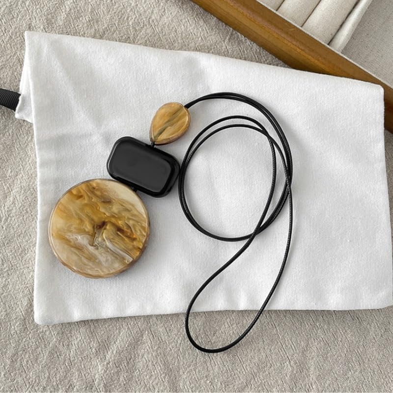 Bohemian Long Pendant Necklace for Women, Artistic Resin Geometric Jewelry with Layered Abstract Shapes, Boho Statement Necklace for Casual Outfits - Image 5