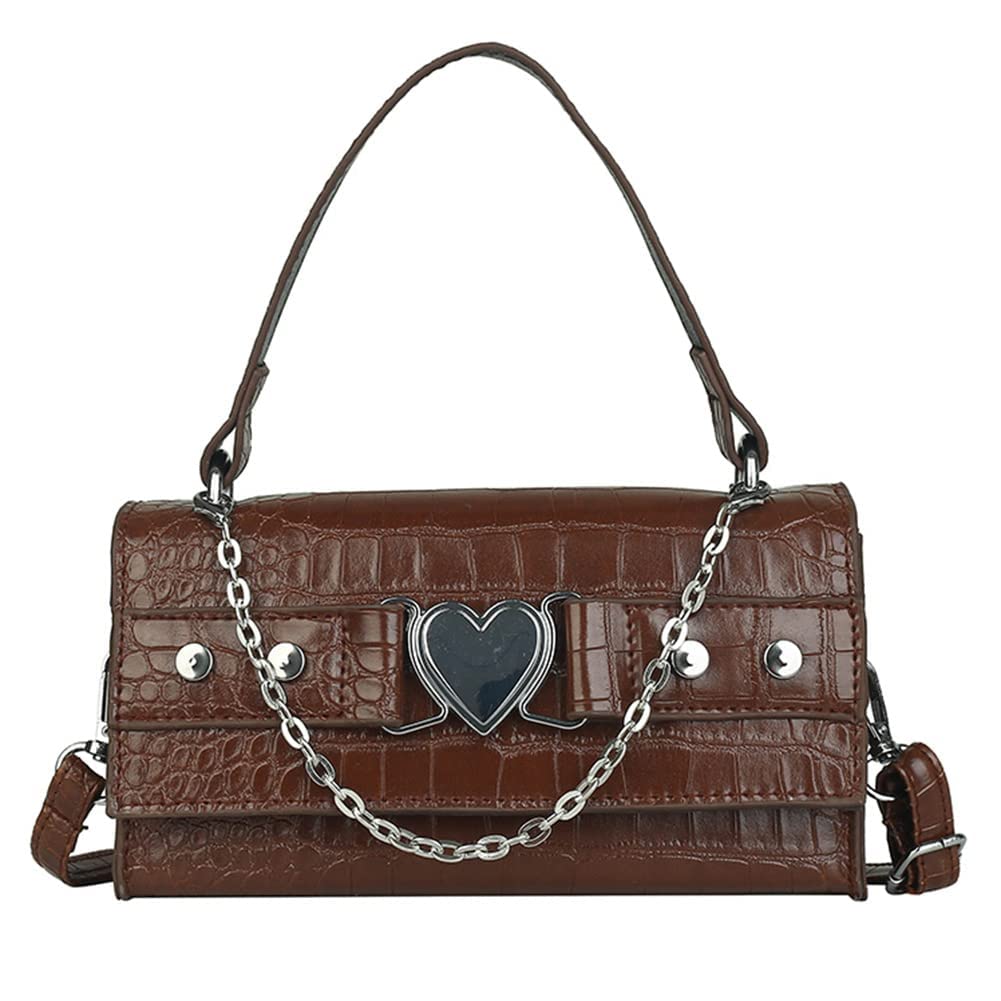 Sumleno90s Trendy Purse Y2K Aesthetic Small Clutch Cute Hobo Mini Handbag with Crossbody Strap Gothic Punk Alt Egirl Grunge Bag