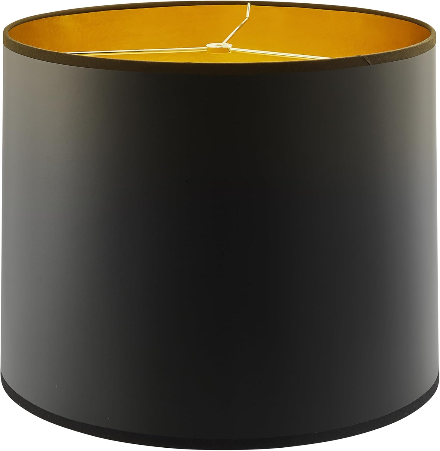 Aspen Creative 31099 Transitional Hardback Drum (Cylinder) Shaped Spider Construction Lamp Shade in Black with Gold inside Washi Paper, 16\" wide (16\" x 16\" x 12\") ( incomplete 