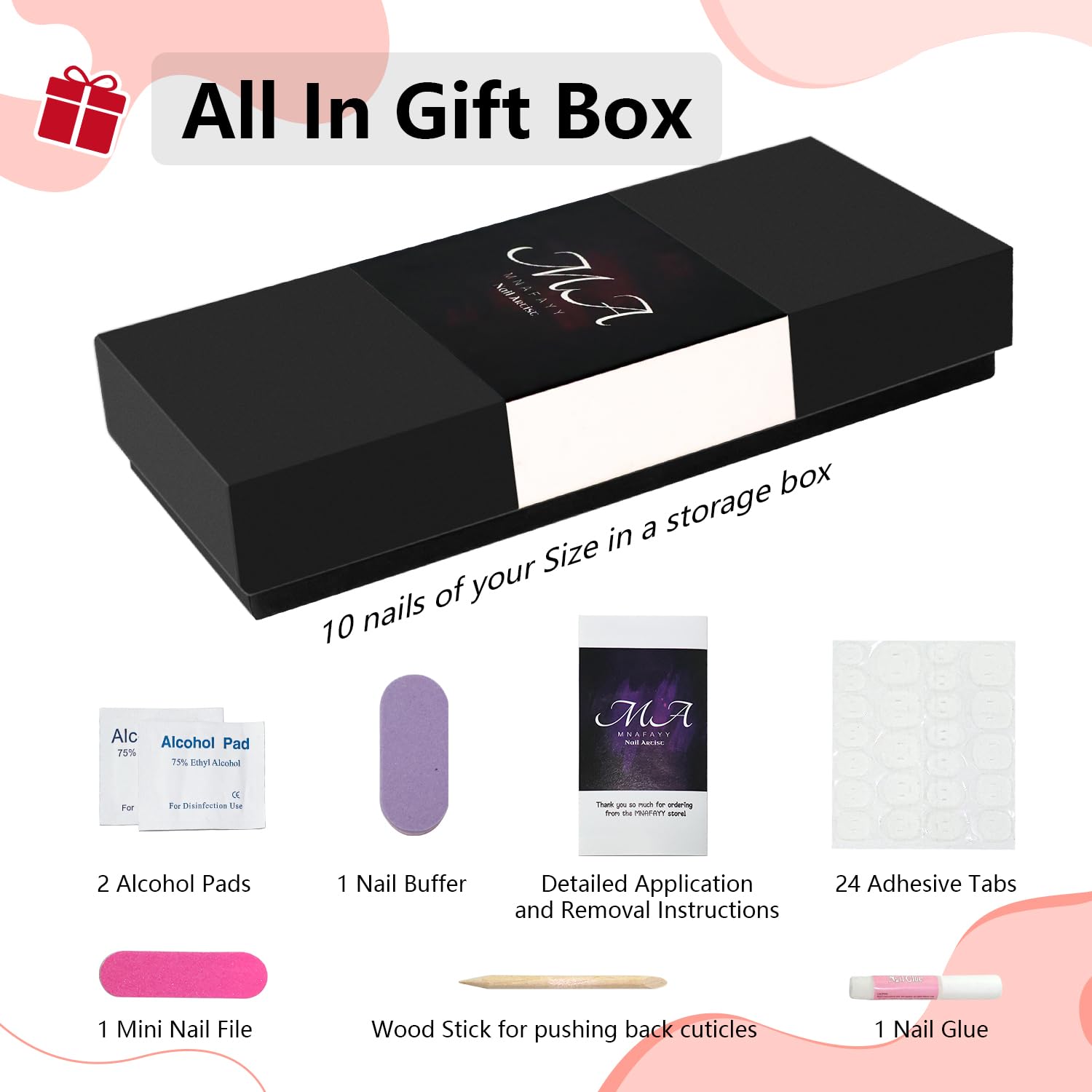 Luxury Gems 100% Handmade Nails Long Stiletto Press On Nails Full Cover 3D Rhinestone Crystal Gorgeous Reusable UV Finished Fake False Nails Acrylic Nail Kit With Box Gifts for Women Red