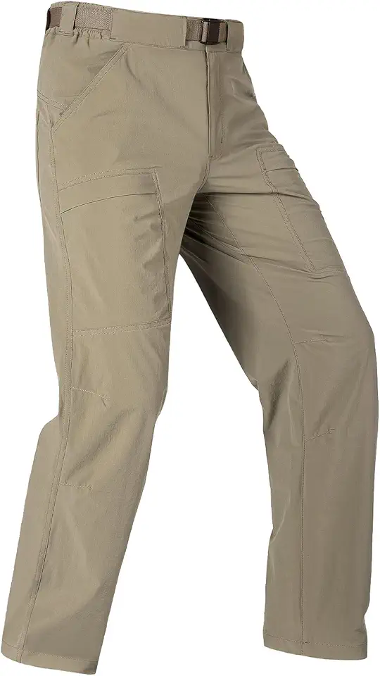 FREE SOLDIER Men's Outdoor Cargo Hiking Pants with Belt Lightweight Waterproof Quick Dry Tactical Pants Nylon Spandex