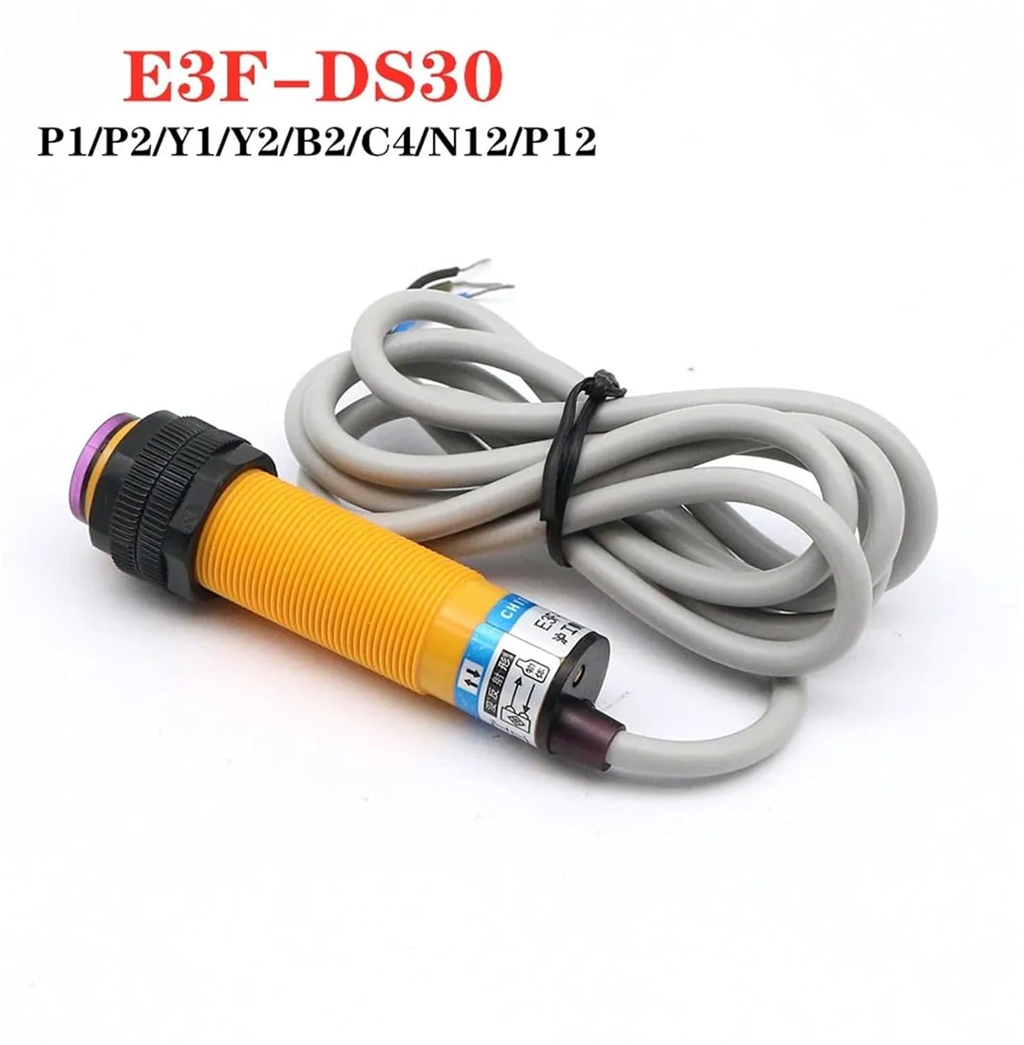 E3F-DS30 M18 Photoelectric Switch DC 4-Wire PNP NO NC Detection Range 10-30cm Adjustable 1Pcs(E3F-DS30P2)