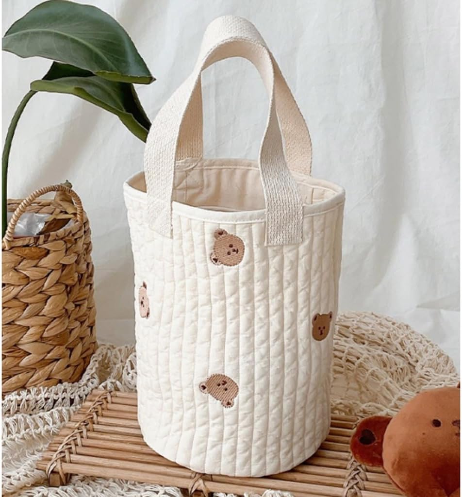 Quilted Diaper Bag Embroidery Bag Large Capacity Bag Handbag Cotton Travel Stroller Storage Bag for Women