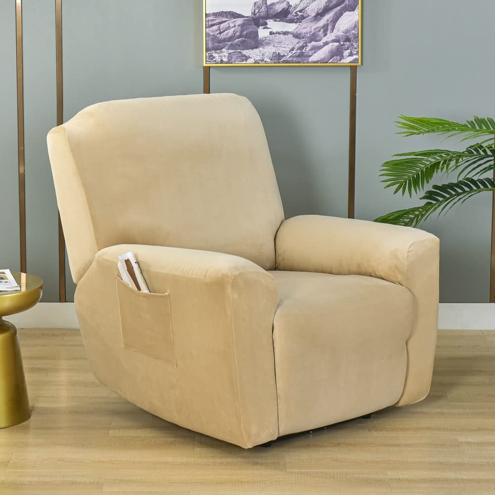 WWQQKJ 4-Pezzi Copripoltrona Relax Reclinabile Universale, Moderna Fodere Copripoltrona Reclinabile 1 Posto Elasticizzato Lavabile Rimovibile,Copertura per Poltrona Reclinabile(F