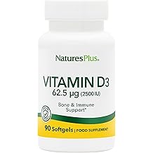 NaturesPlus Vitamin D3 2500 IU - Active Vitamin D Supplement - Immune Support, Bone, Muscle and Teeth Health - Easy to Swallow, One A Day, Gluten Free - 90 Softgels