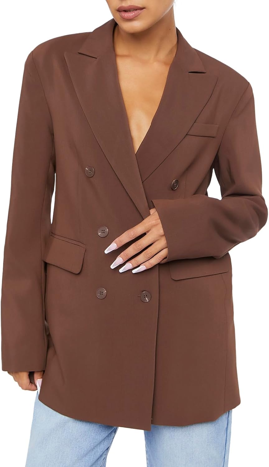 Forever 21 Women's Notched Double-Breasted Blazer