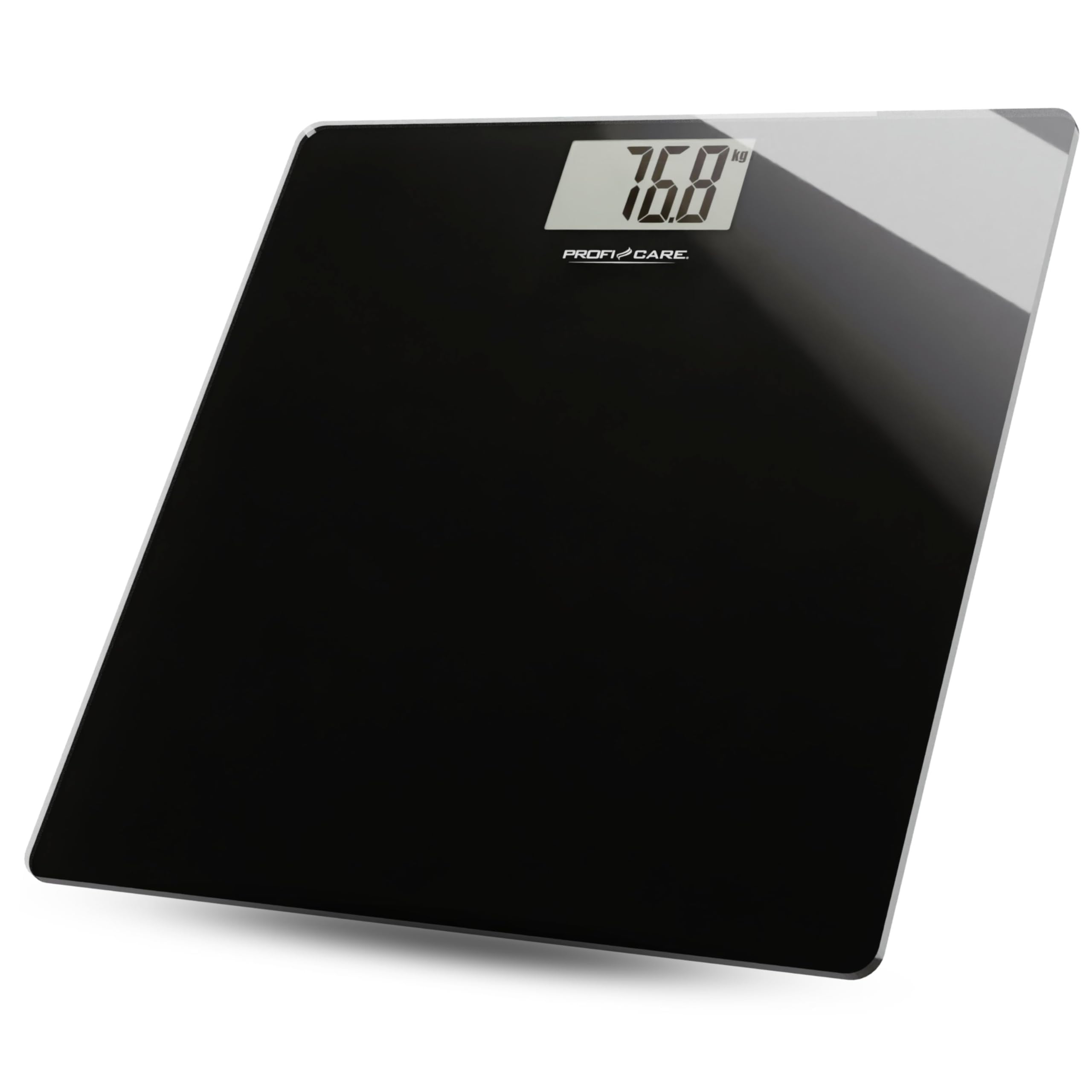 ProfiCare®Osobowy waga z powierzchnią szklaną | zakres 5-180 kg, duży wyświetlaciel LCD | step-on automatyczny