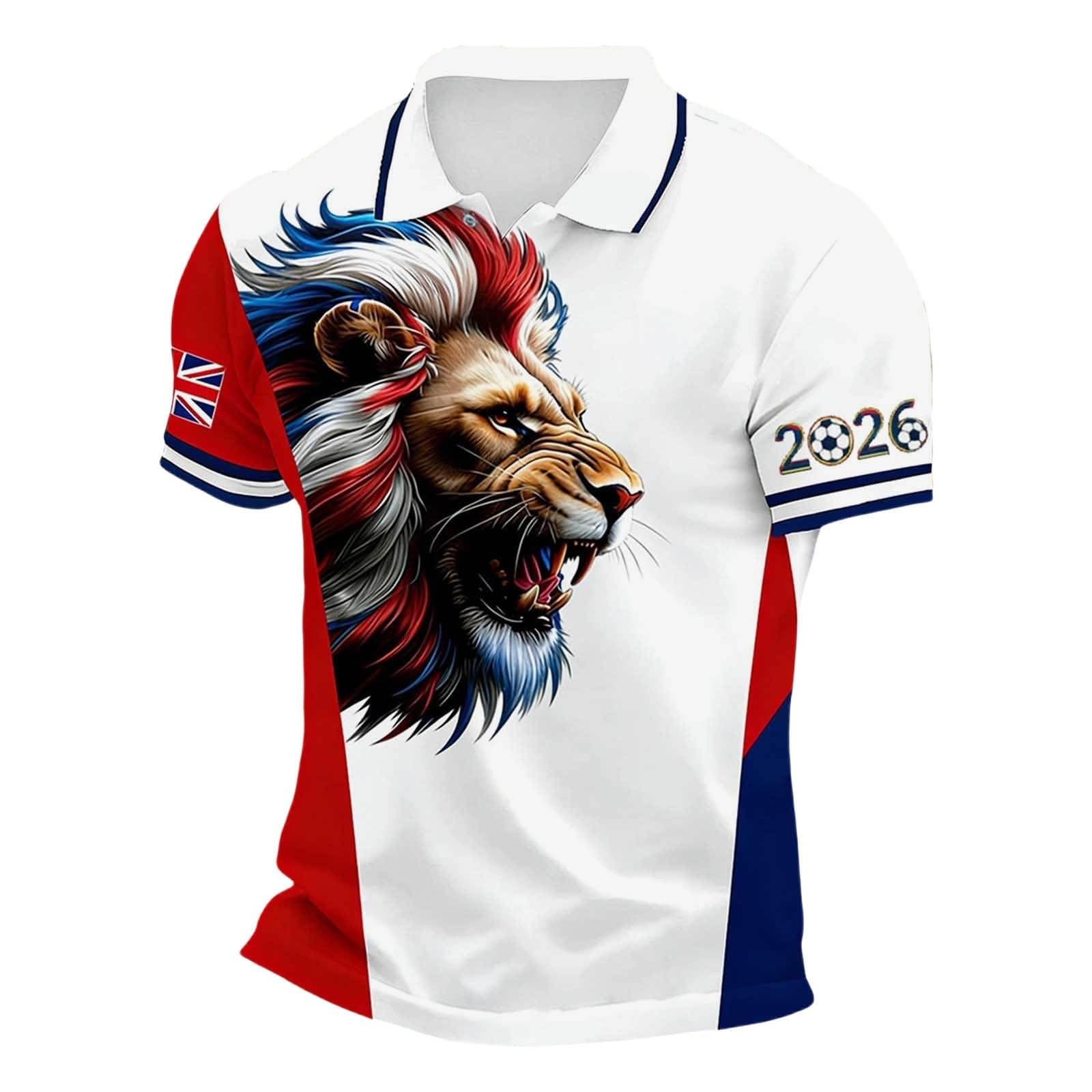 England World Cup Shirt 2026 Men’s Short Sleeve Poloshirts Button Down Lapel England Britain Football T-Shirt Stretch Breathable Sports Tops