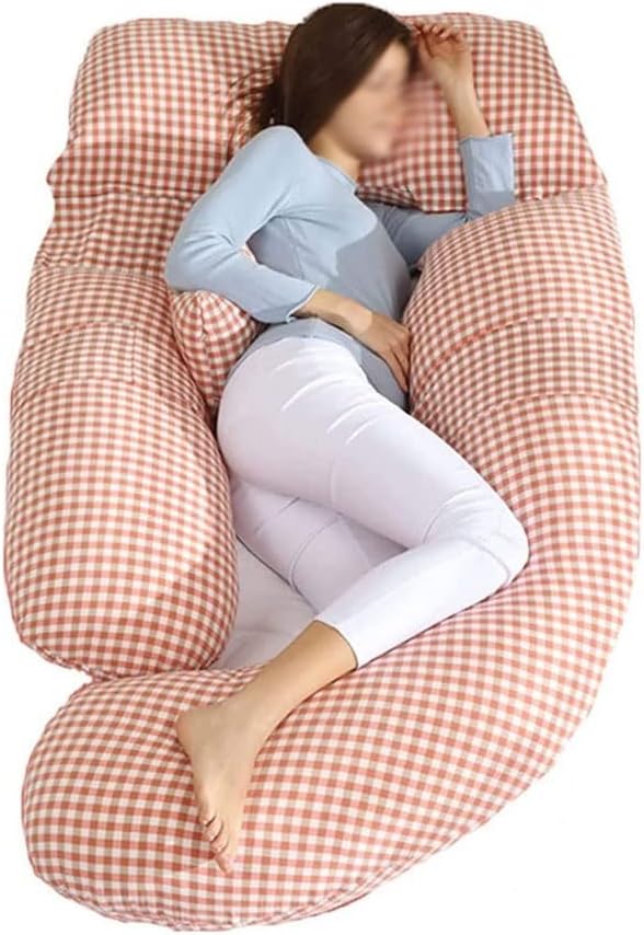 Pregnancy Pillow, U Shaped Body Pillows for Sleeping, Detachable Maternity Pillow for Pregnant Women, 100% Cotton Cover (Color : Red)