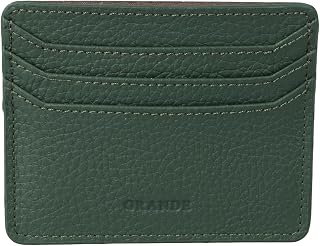 3633 Genuine Leather Card Holder For Women and Men Super Slim Minimalist Small Snap Wallet (Green)