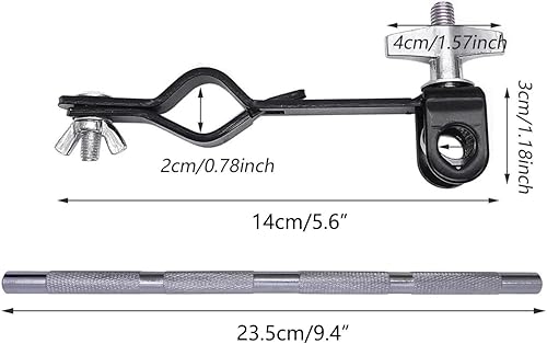 Miniatura 4 de TUOREN Abrazadera de montaje de campana de vaquero con brazo de acero de 9.4 pulgadas, soporte de percusión para bloques de atasco, pandereta