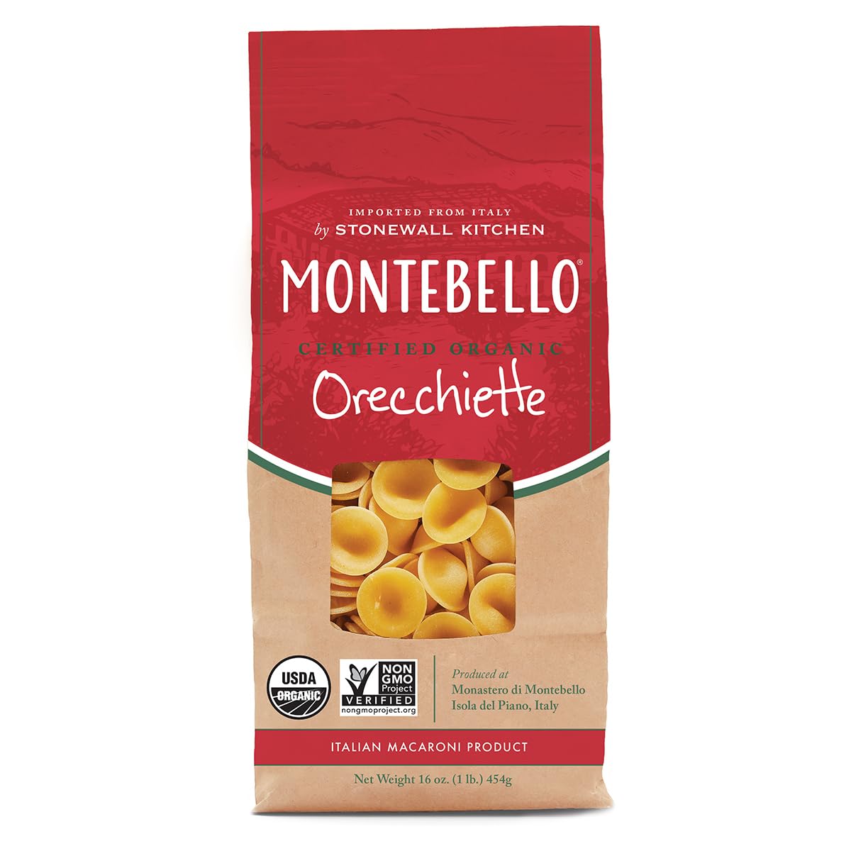 Montebello, Organic Orecchiette Premium Italian Pasta, 16 oz.