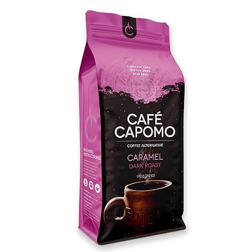 Capomo Herbal Café Sustituto Con Caramelo - Sin Cafeína Tuerca Maya - Sin OGM - Respetuoso con el medio ambiente 11 oz Distribuido por Tattvas Herbs