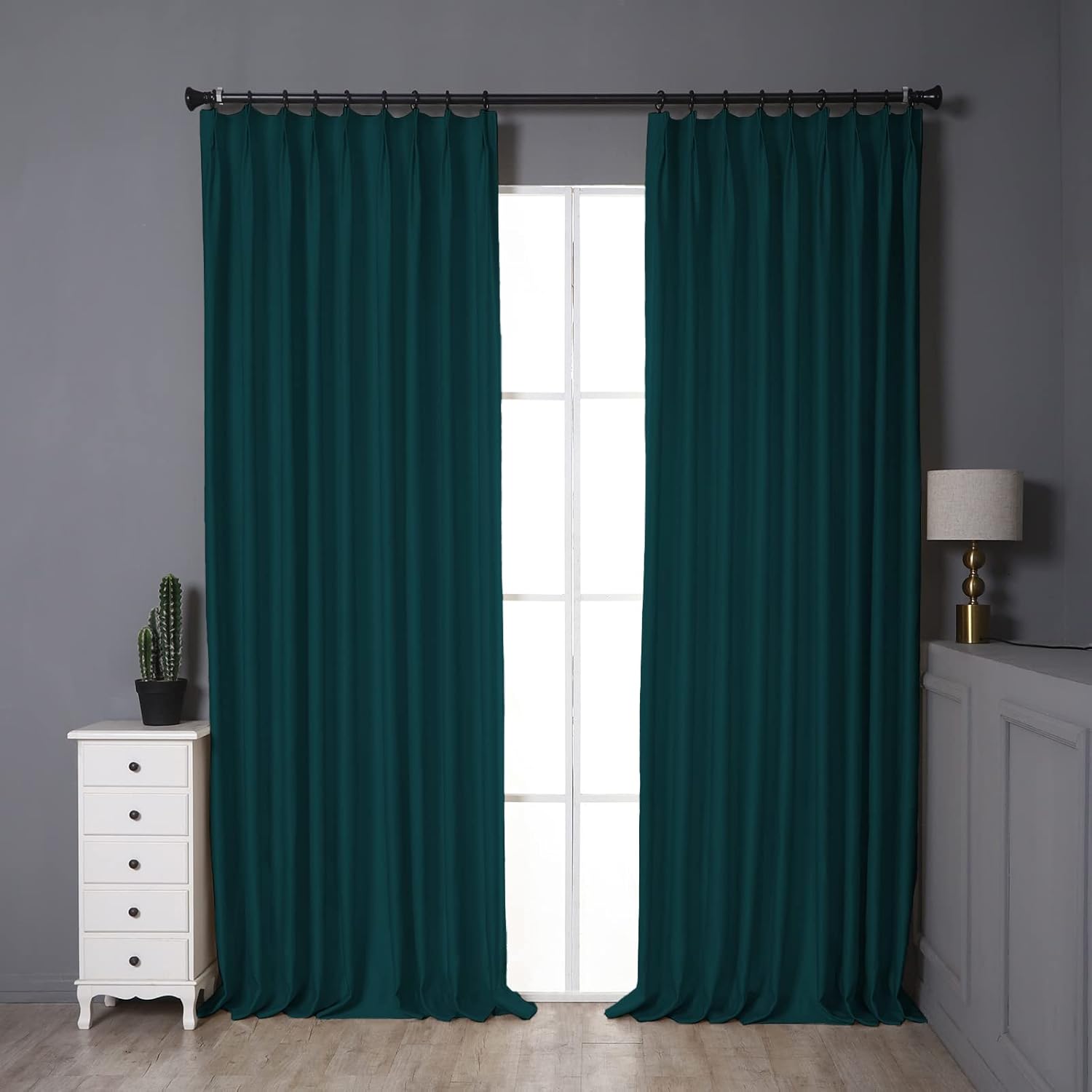 Pinch Pleat Drape, 84W x 88L inch Waterproof Blackout Curtain for Living Room Bedroom Sliding Door and Bathroom (1 Single Curtain, Everglade)