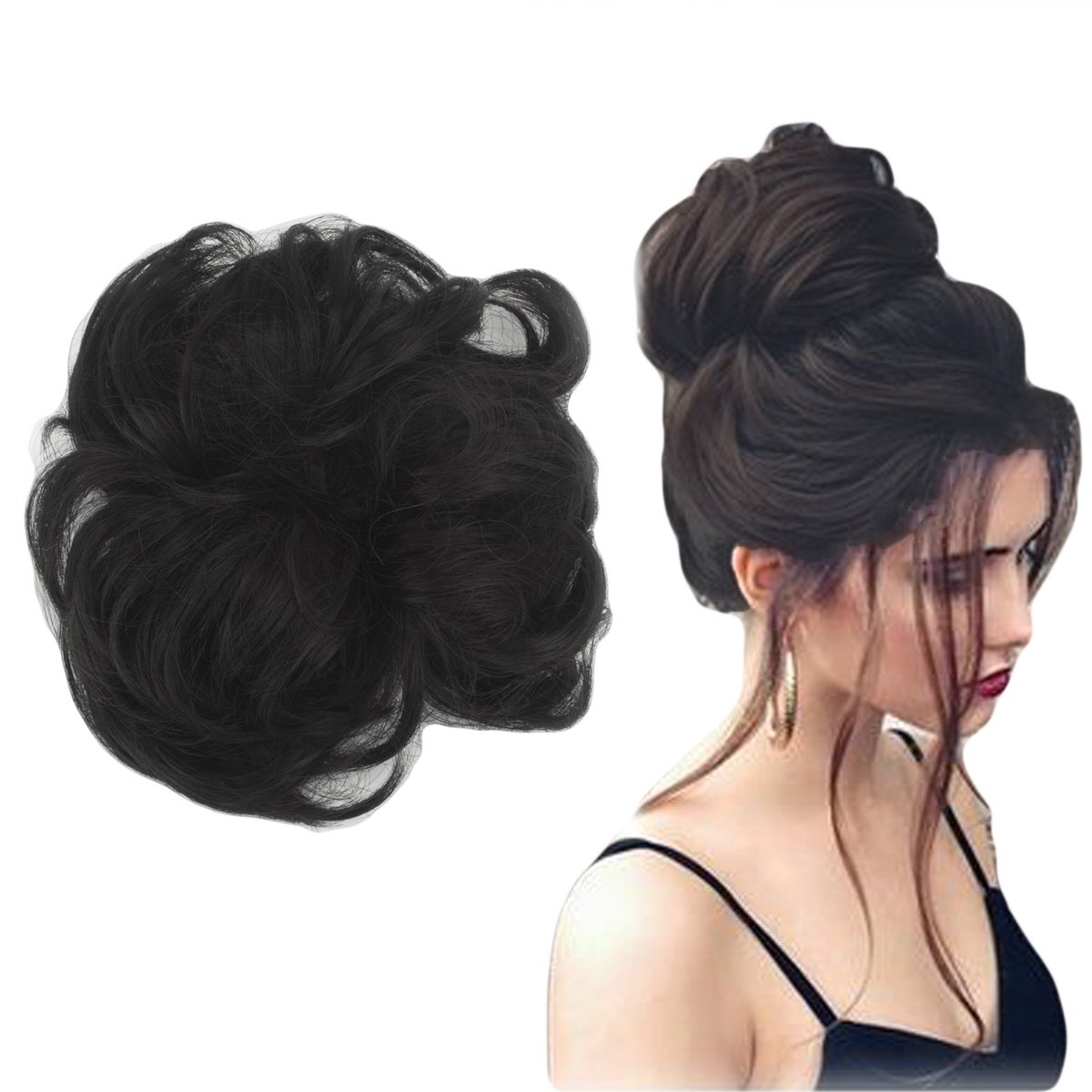 FOCUSSEXY Scrunchie Bun Up Do Hair piece Hair Ribbon Ponytail Extensions Wavy Curly or Messy 14 Difference Colors
