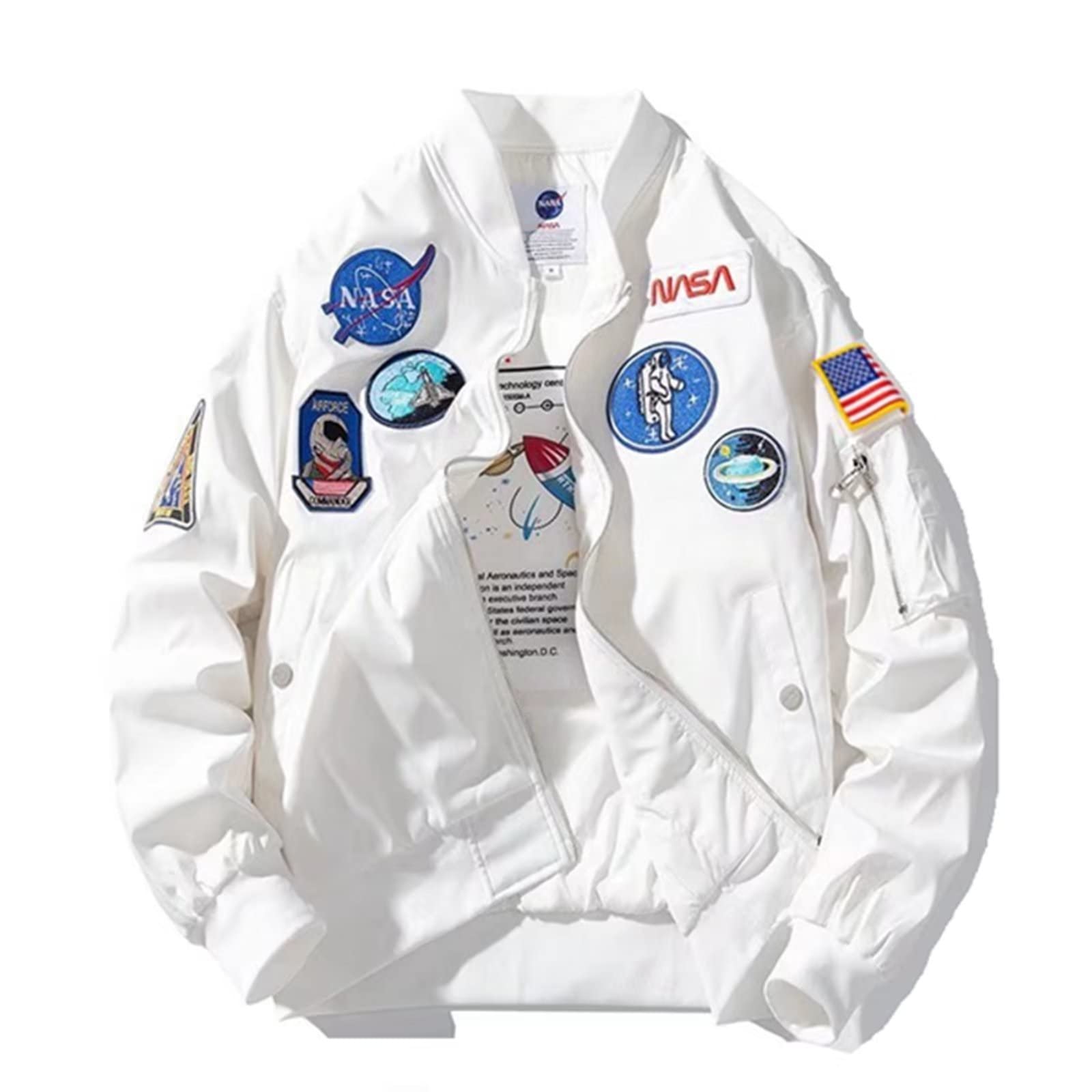 Casual jackets, Men Biker Bomber Jacket, NASA MA-1 Military Flight Jacket Light Air Force Coat