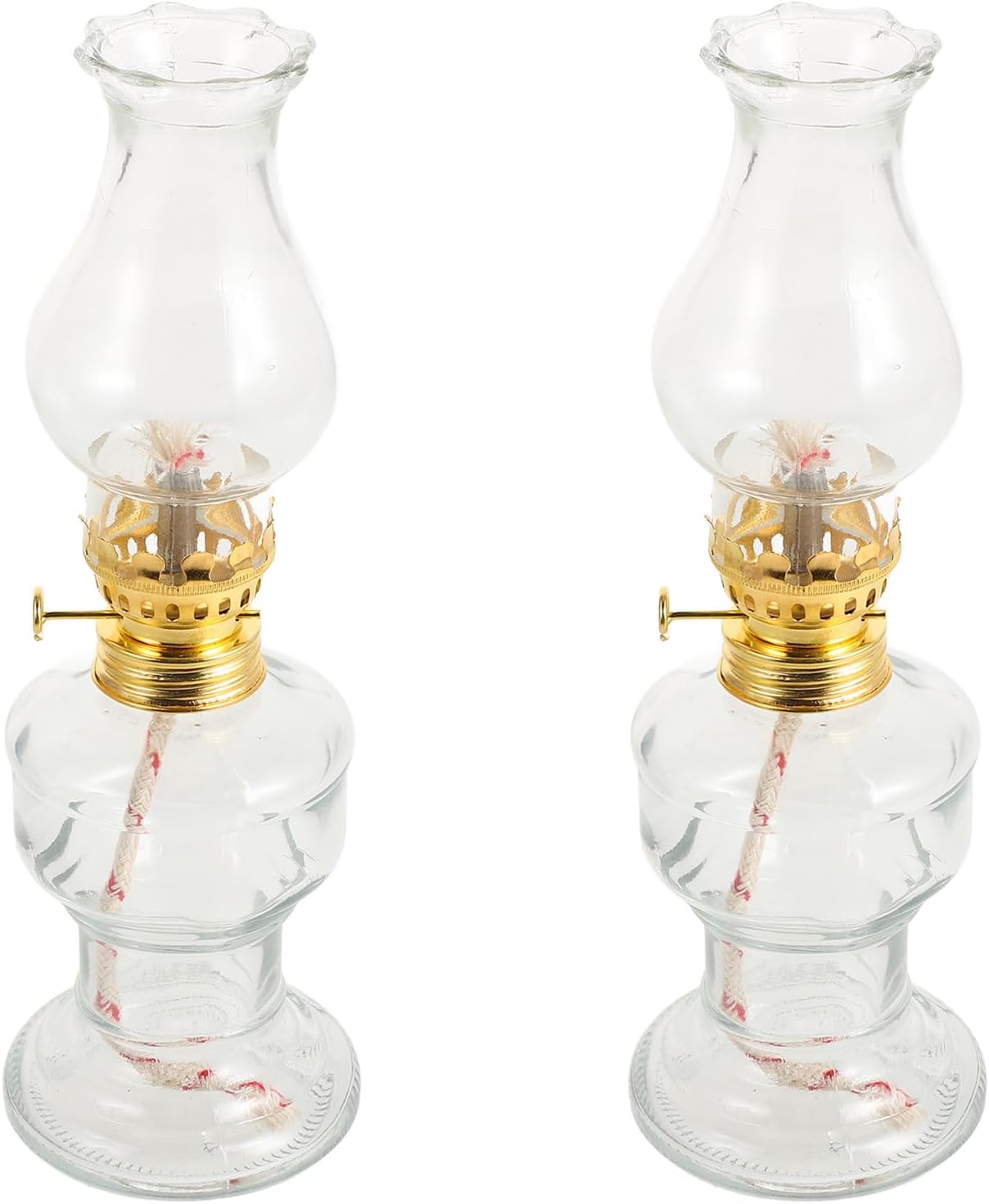 2 Sets Vintage Style Glass Kerosene Lamps with Thickened Windproof Cover Retro Desktop Oil Lamps for Indoor Use Decorative and Functional Emergency Lighting for Home Parties