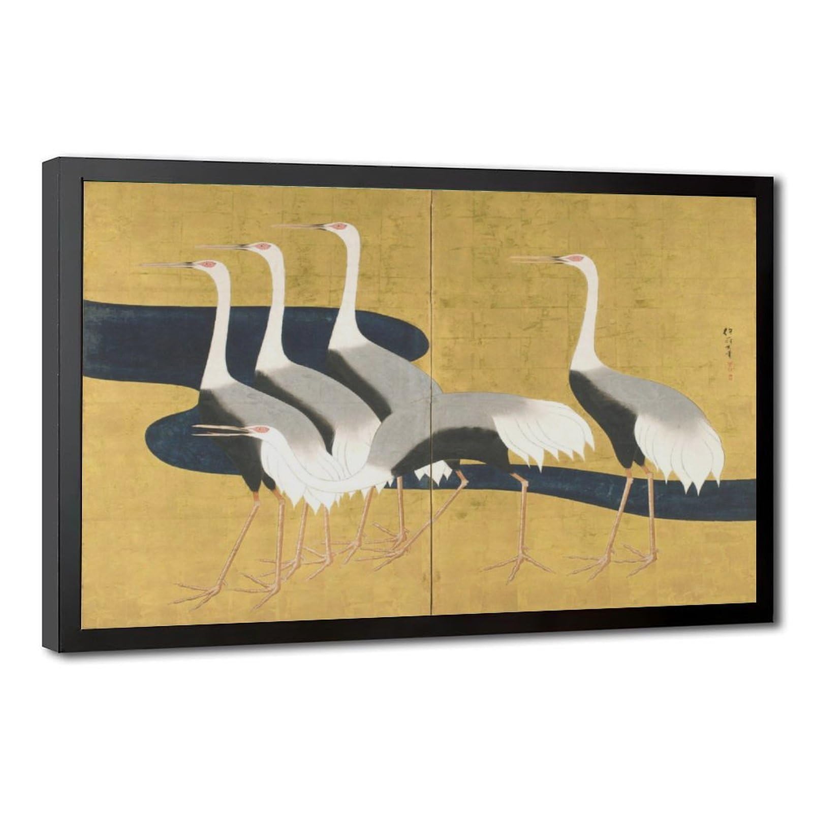 WCYB Cranes by Sakai Hoitsu Posters Prints Canvas Deco Paintings Wall Art Hangable Frame 20" L X 30" W