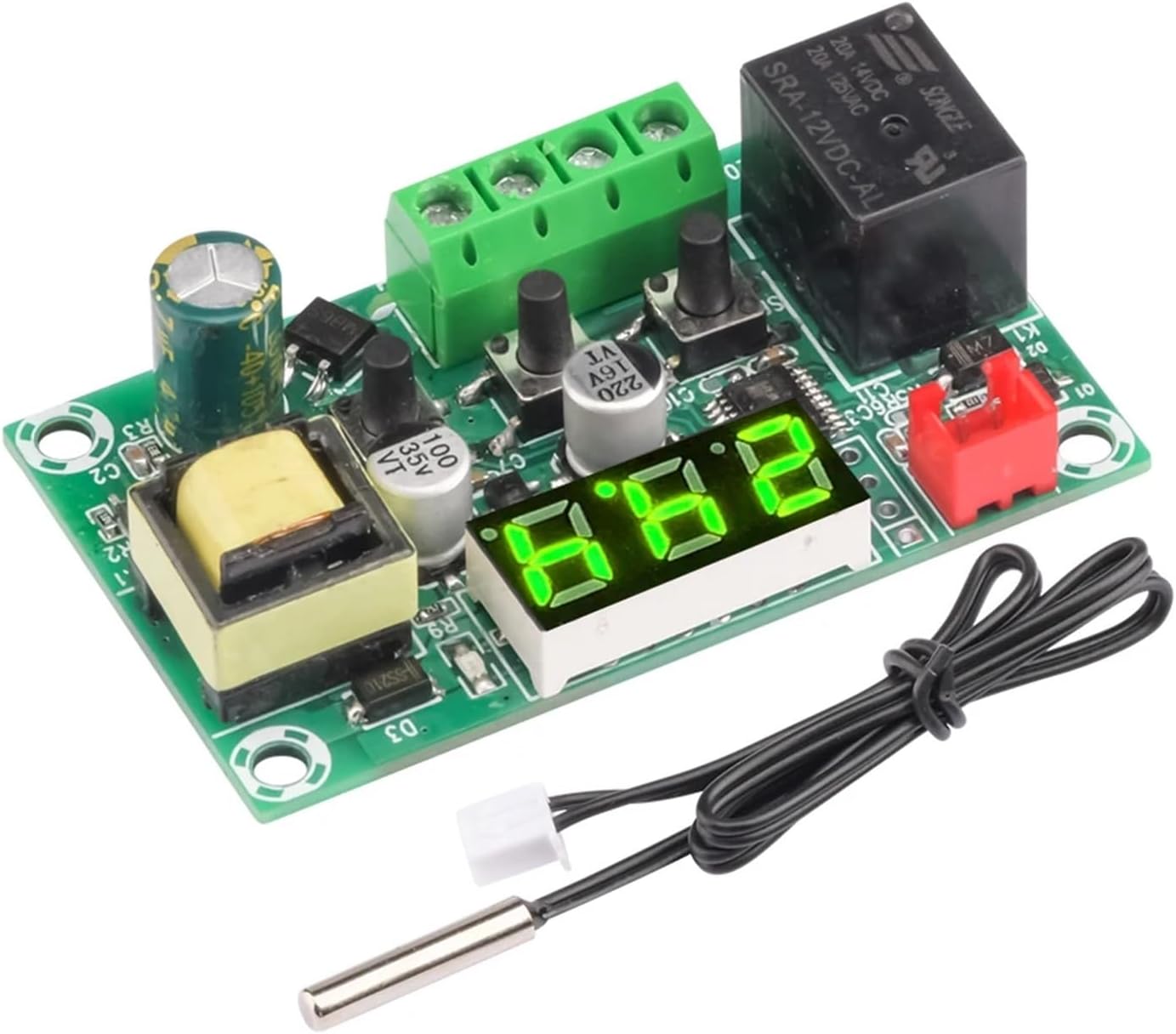 W1209 AC 110-220V Heat Cool Temp Thermostat Temperature Control Switch -50-110°C Temperatur Controller Thermometer Controller(Green Light)