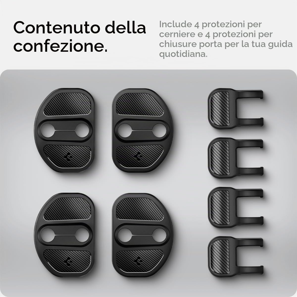 Spigen Tesla Model 3 (2017-2023) Model Y Juniper (2025 2026), Model Y (2020-2024) Coperture per Serratura e Cerniera delle Portiere, Accessori per Tesla - 4 Pezzi