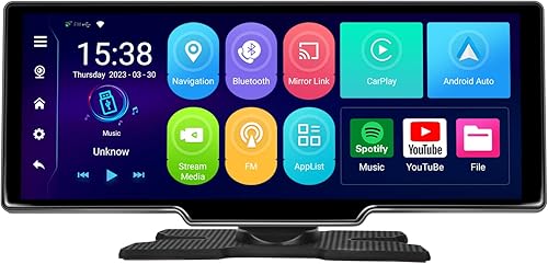 Miniatura 9 de UNITOPSCI Estéreo portátil para automóvil con cámara de salpicadero, sistema Android 13 4G+64G8 Core, pantalla inalámbrica Apple CarPlay Android