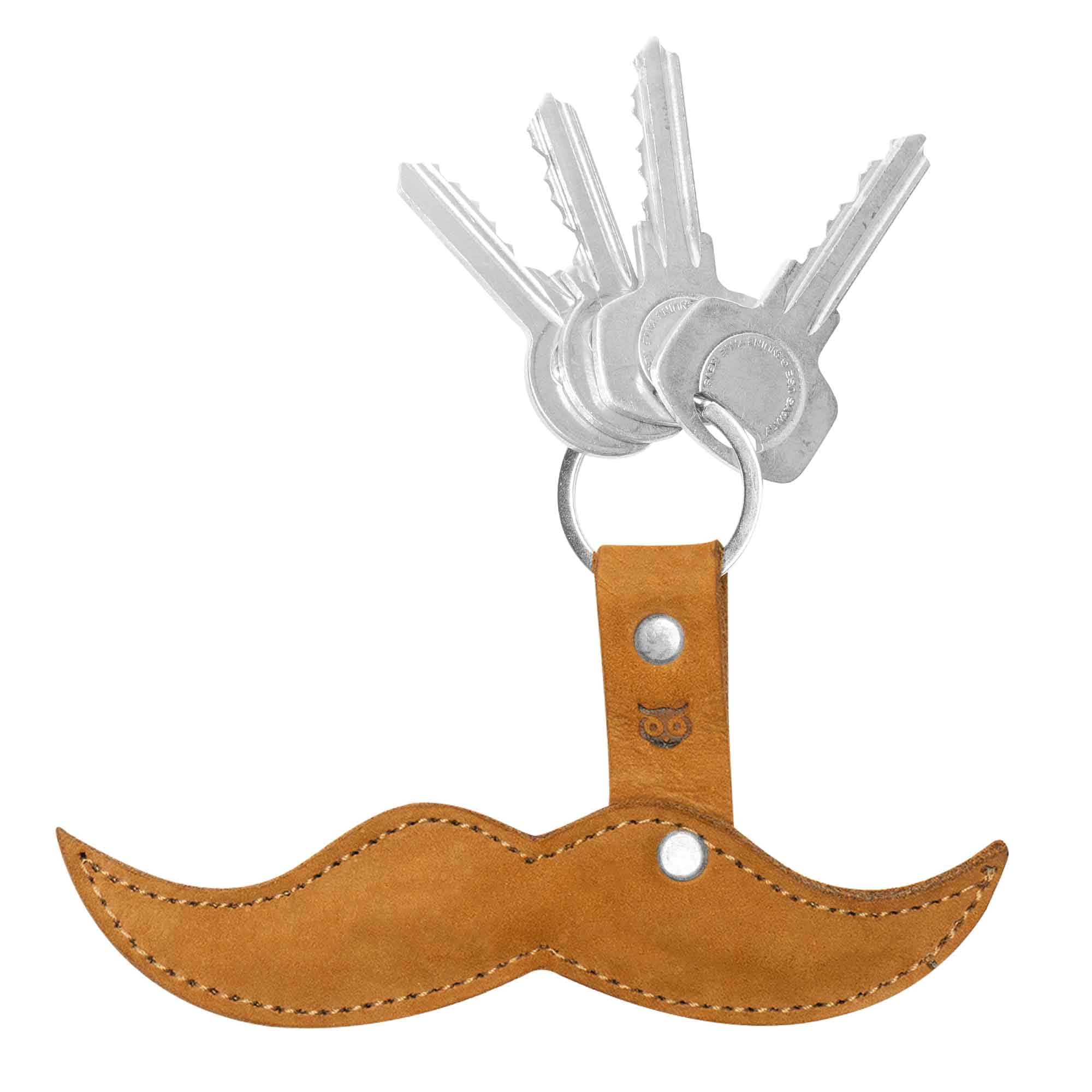 Hide & DrinkHipster Moustache Keychain Holder Handmade from Full Grain Leather