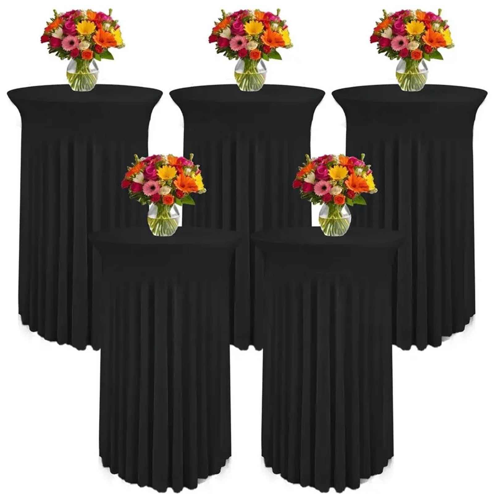 Xinglongs Spandex Cocktail Table Cover 5 Pack Round Spandex Cocktail Tablecloths With Skirt Stretch Table Covers For High Top Bar