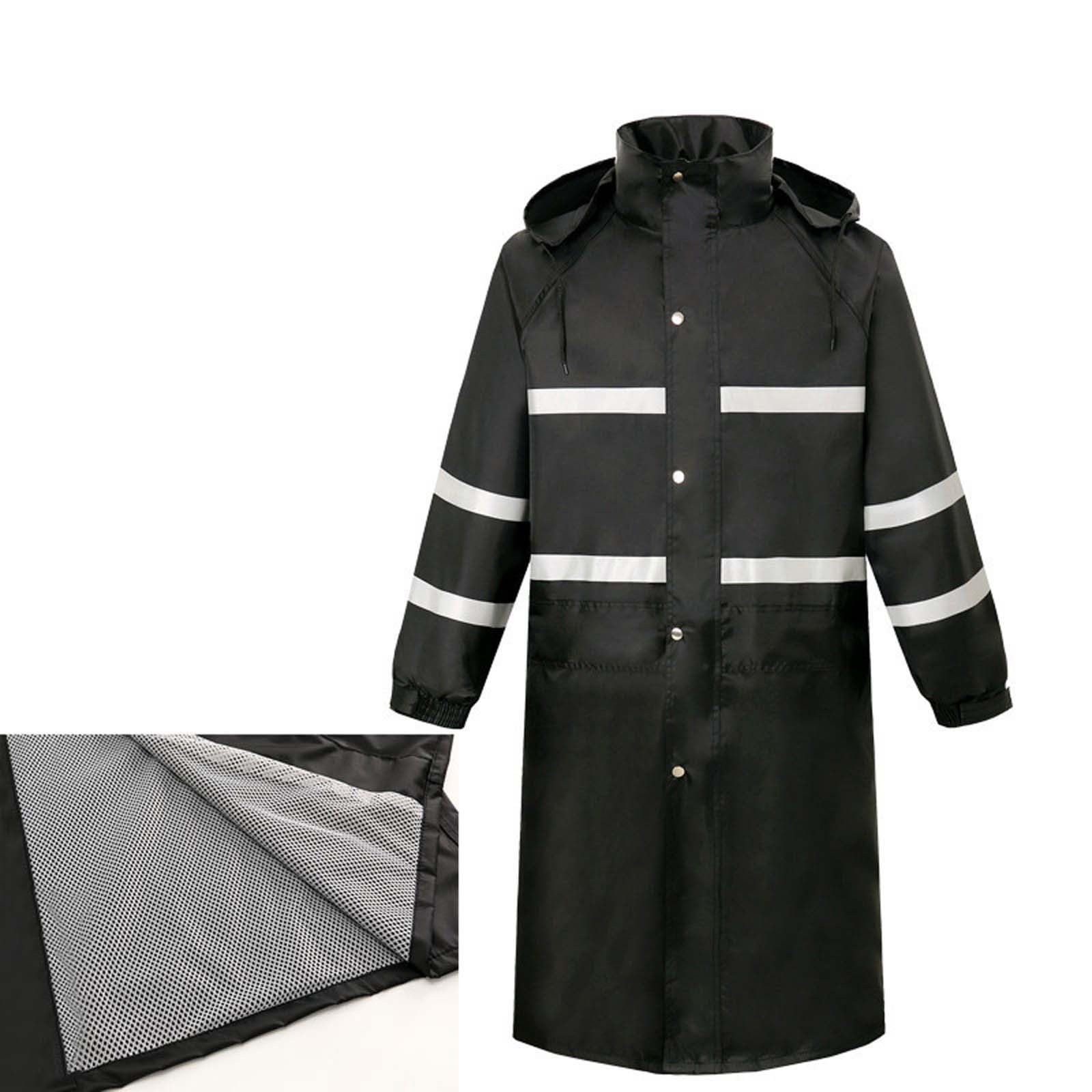 Chubasquero largo impermeable para hombre, impermeable, reflectante, chaqueta de lluvia con capucha, ropa de trabajo para obras, abrigo de lluvia, ponchos de lluvia