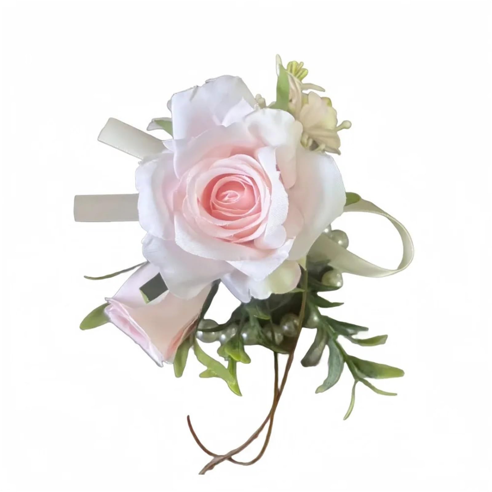 WTAXBH Corsages for Weddings Artifical Boutonnieres Flowers Rose Silk Wrist Corsage Bride Bridesmaid Handmade Groom's Chest Flower(Pink-wrist flower)