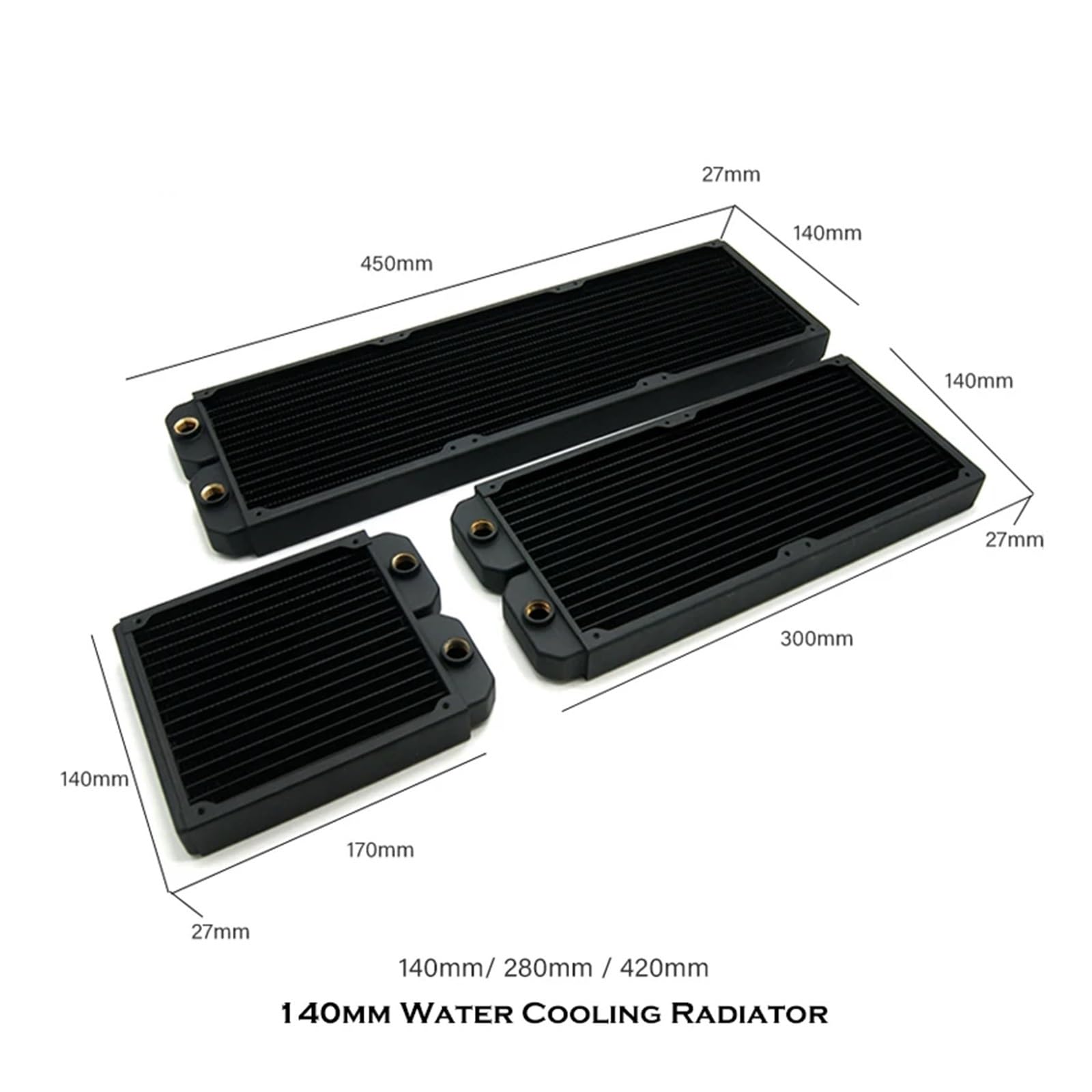 Chłodnica wodna PC, miedziana, 140 mm, 280 mm, 420 mm, płynna woda, procesor, GPU wymiennik ciepła do wentylatora 140 mm (420)