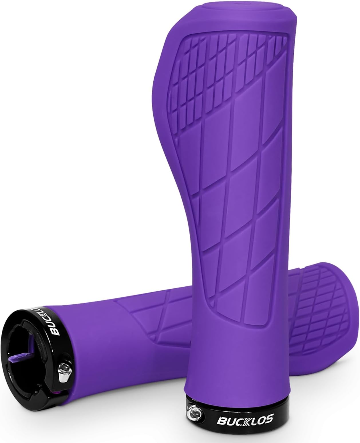 BUCKLOS Single Lock-on Bike Handlebar Grips - Mountain Bike MTB Ergonomic Anti-Slip Handle Grip - Bicycle Comfort Locking Handle Bar for BMX/Cruiser Bike/Scooter (7/8" Black)