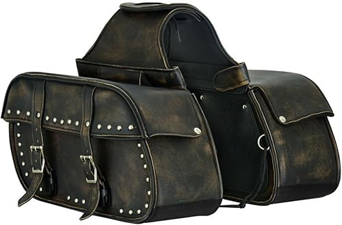 GARGOYLE BELLS Alforjas de Motocicleta de Cuero Bolsa de Equipaje para Motocicleta con Fundas para Pistola Para Softails Sportsters y Choppers