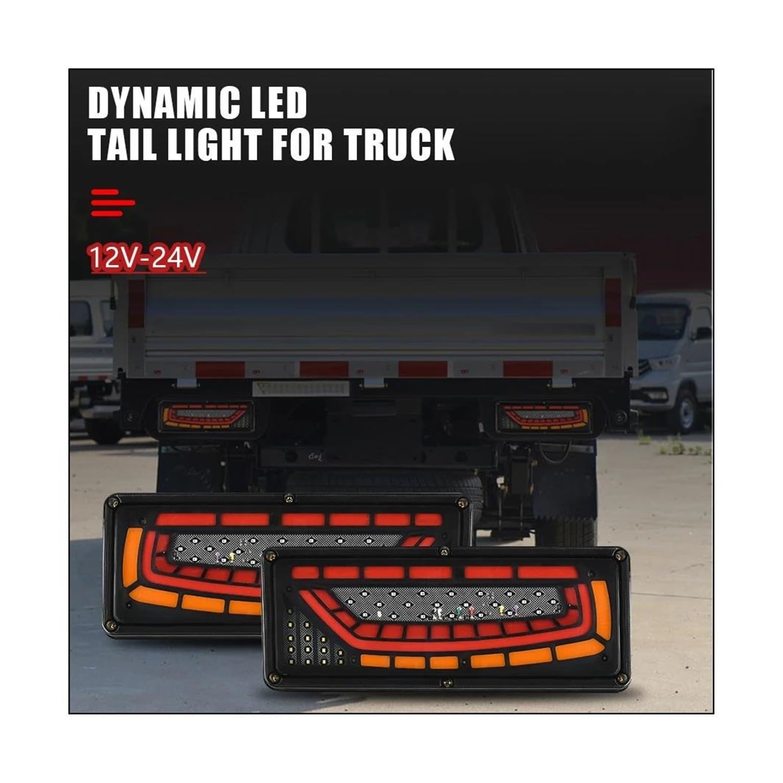 Genérico Faros Traseros Luces LED dinámicas 12/24V para camión señal giro trasera freno traseras lámpara marcha atrás remolque autobús, caravana, 2 uds Luz Izquierda