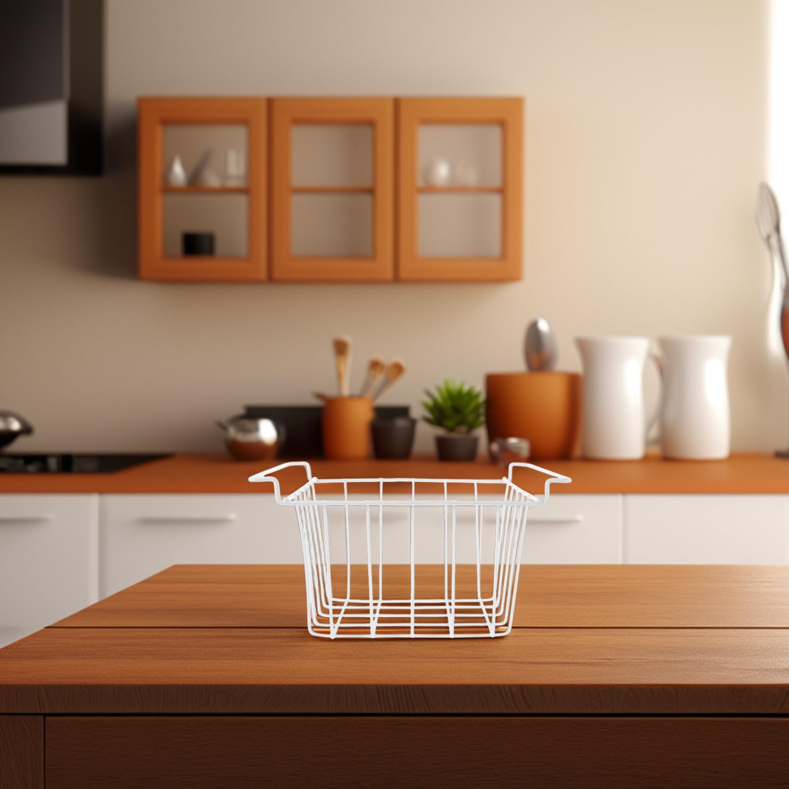 Cesta de Congelador Colgante de Hierro Blanco para Alimentos