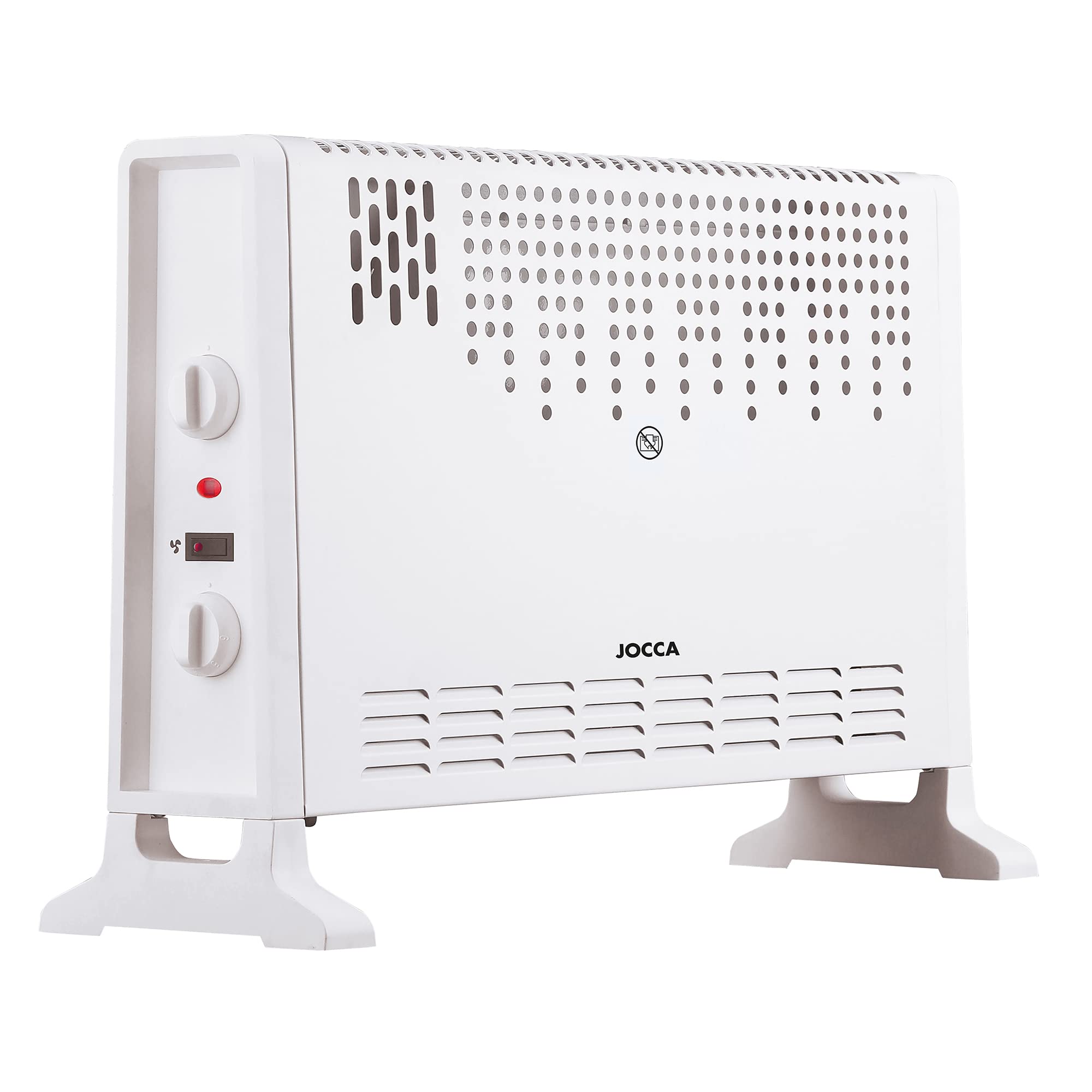 Jocca Convector/​Radiador Eléctrico/​Calefactor | Termostato 3 potencias 750,​1250,​2000W, Calor uniforme, Opción de ventilador, Función turbo, Piloto luminoso de funcionamiento (Blanco)