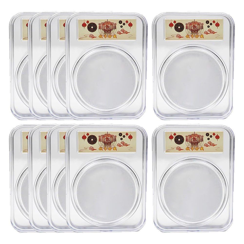Luxylei Brown 10Pcs Coin Slab Snap Display Holder, White Coin Cases For Collectors Coin Display Box Plastic Dollar Coin Holder With Clear Cases