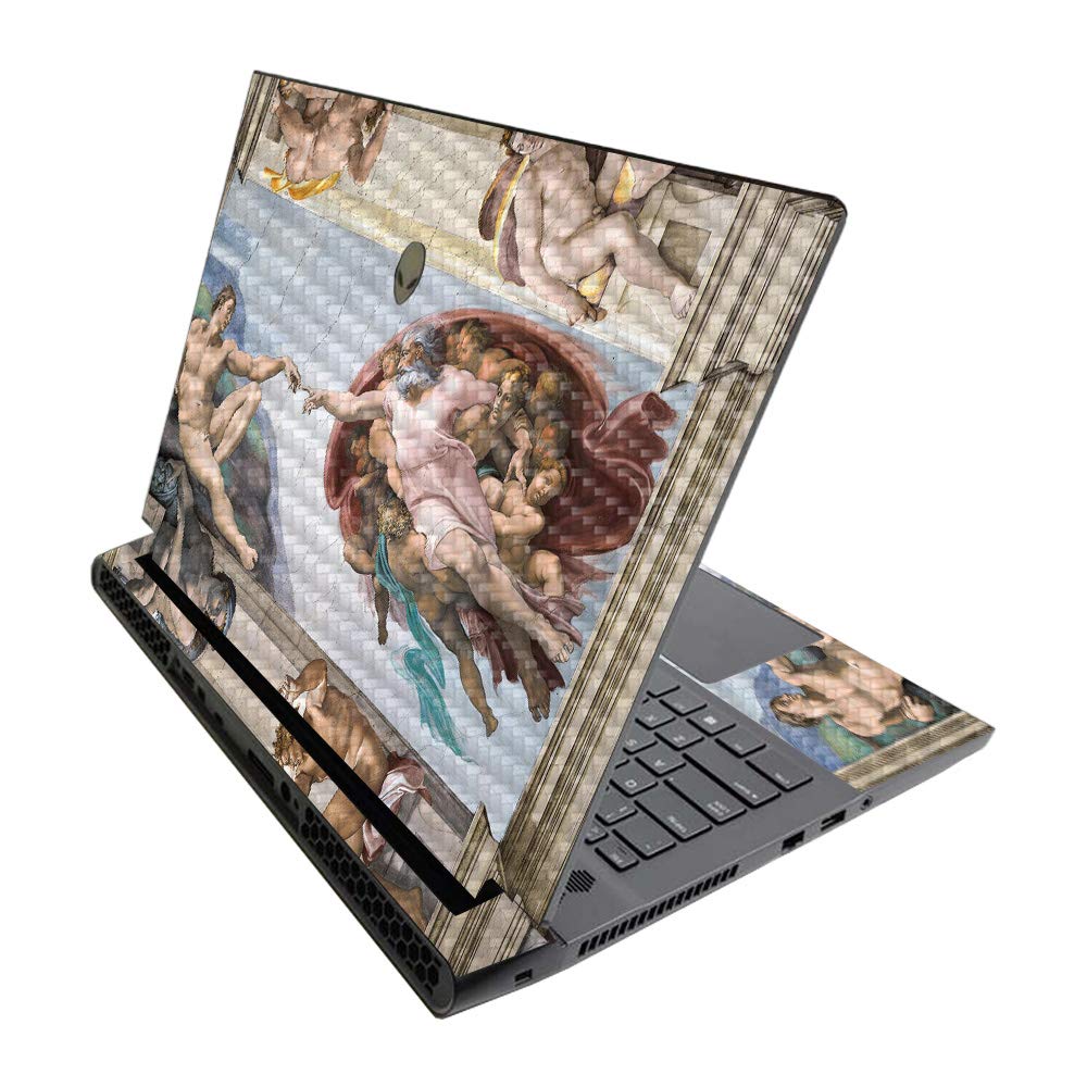 MightySkins Carbon Fiber Skin for Alienware M17 R3 (2020) & M17 R4 (2021) - Creation of Adam | Durable Textured Carbon Fiber Finish | Easy to Apply | Made in The USA
