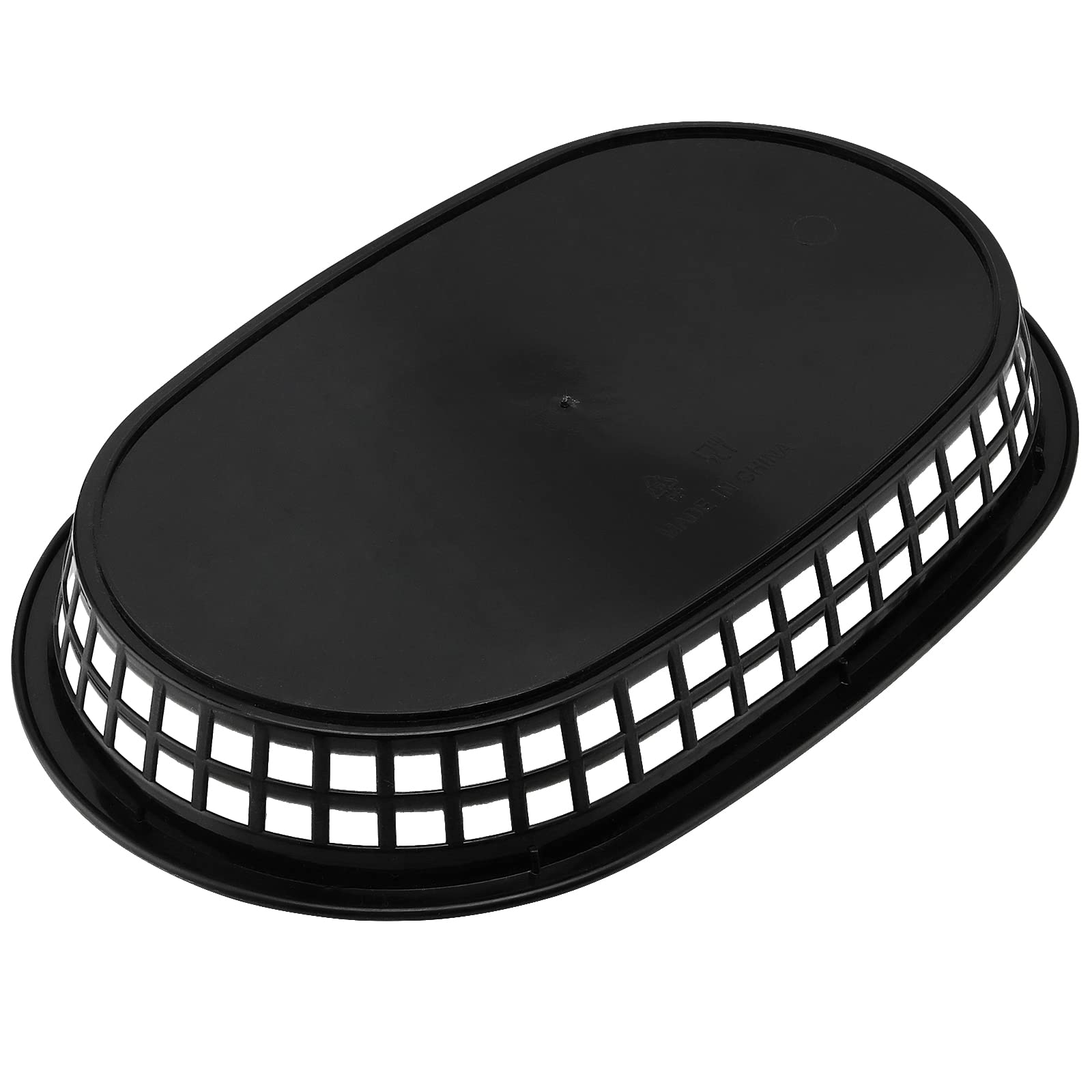 24 Pack Oval Shape Plastic Fast Food Serving Baskets for Bread, Hot Dog, Hamburgers, Sandwiches, Fries, BBQs - Black, 11" x 7"