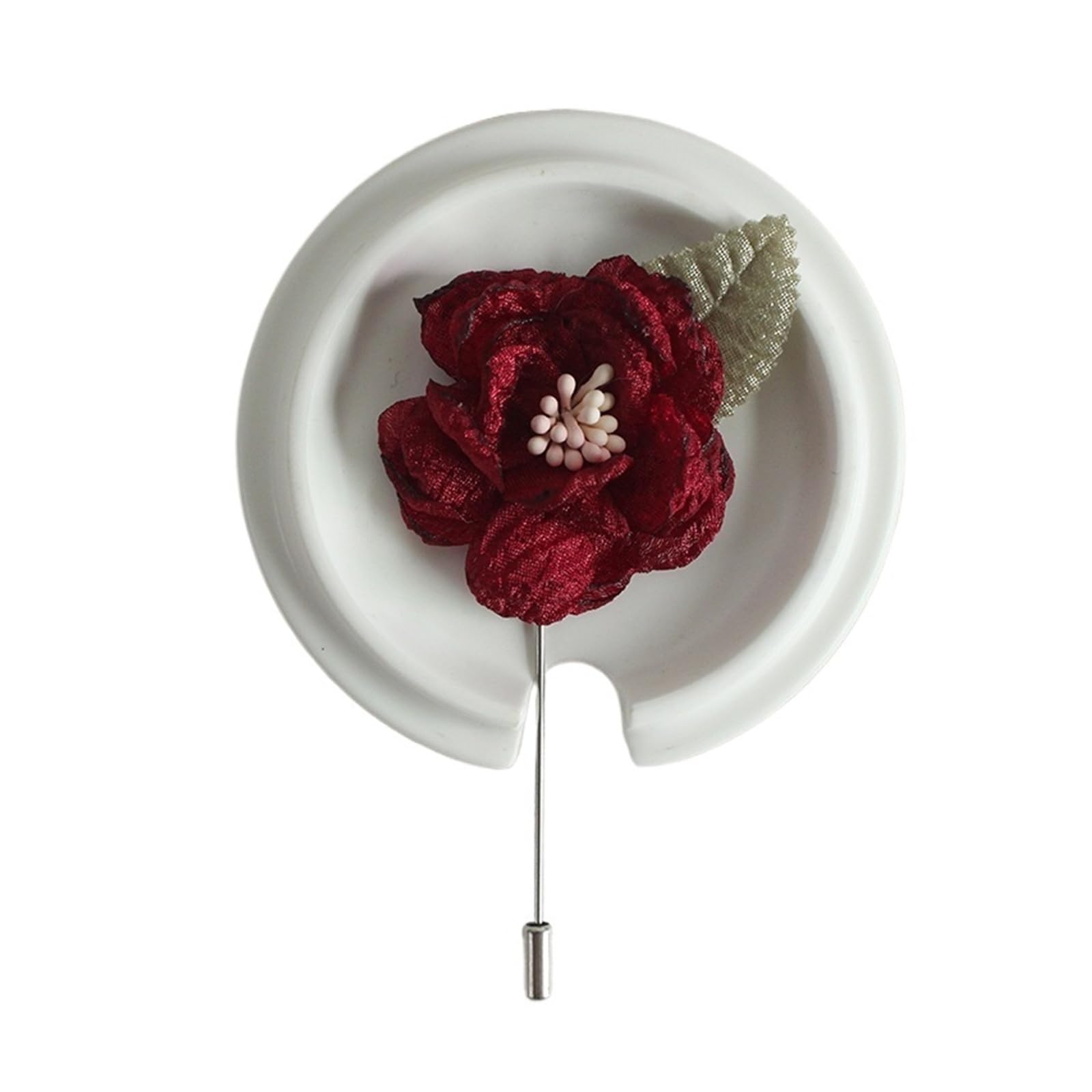 Wedding boutonniere Men's Suit Brooch Wedding Corsage Prom Boutonniere(Red)