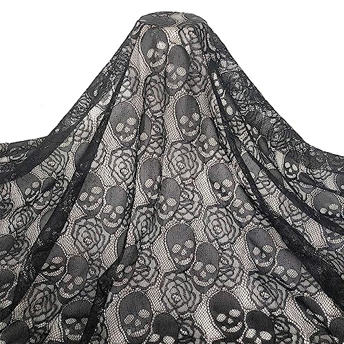 Premium Black Skull Lace Fabric - 60x36 Inch Soft Non-Stretch Nylon for Creative Home Decor & Sewing Projects 5 Premium Black Skull Lace Fabric - 60x36 Inch Soft Non-Stretch Nylon for Creative Home Decor & Sewing Projects - Image 4