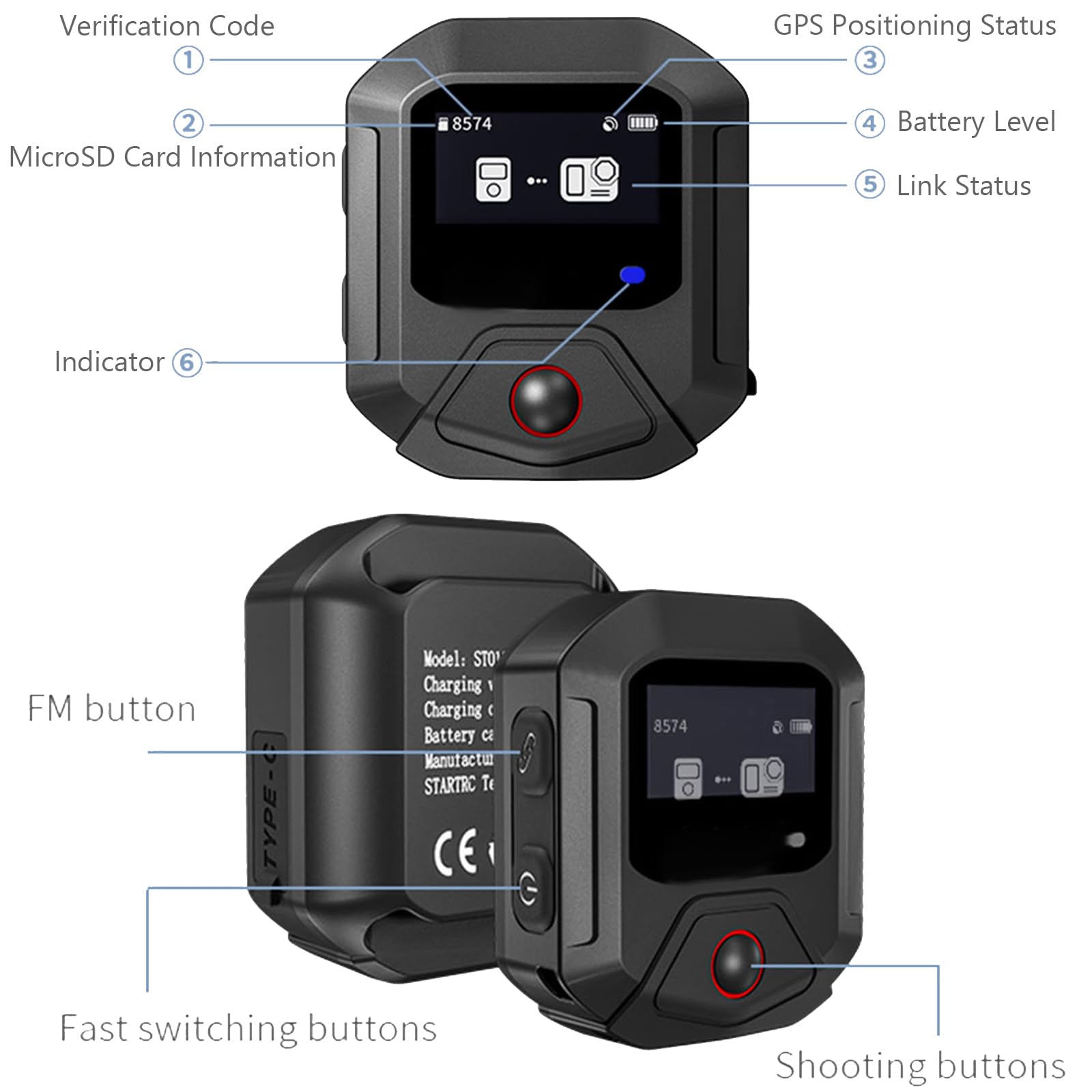 METACUCU 360 Télécommande GPS Bluetooth Compatible Avec Les Caméras