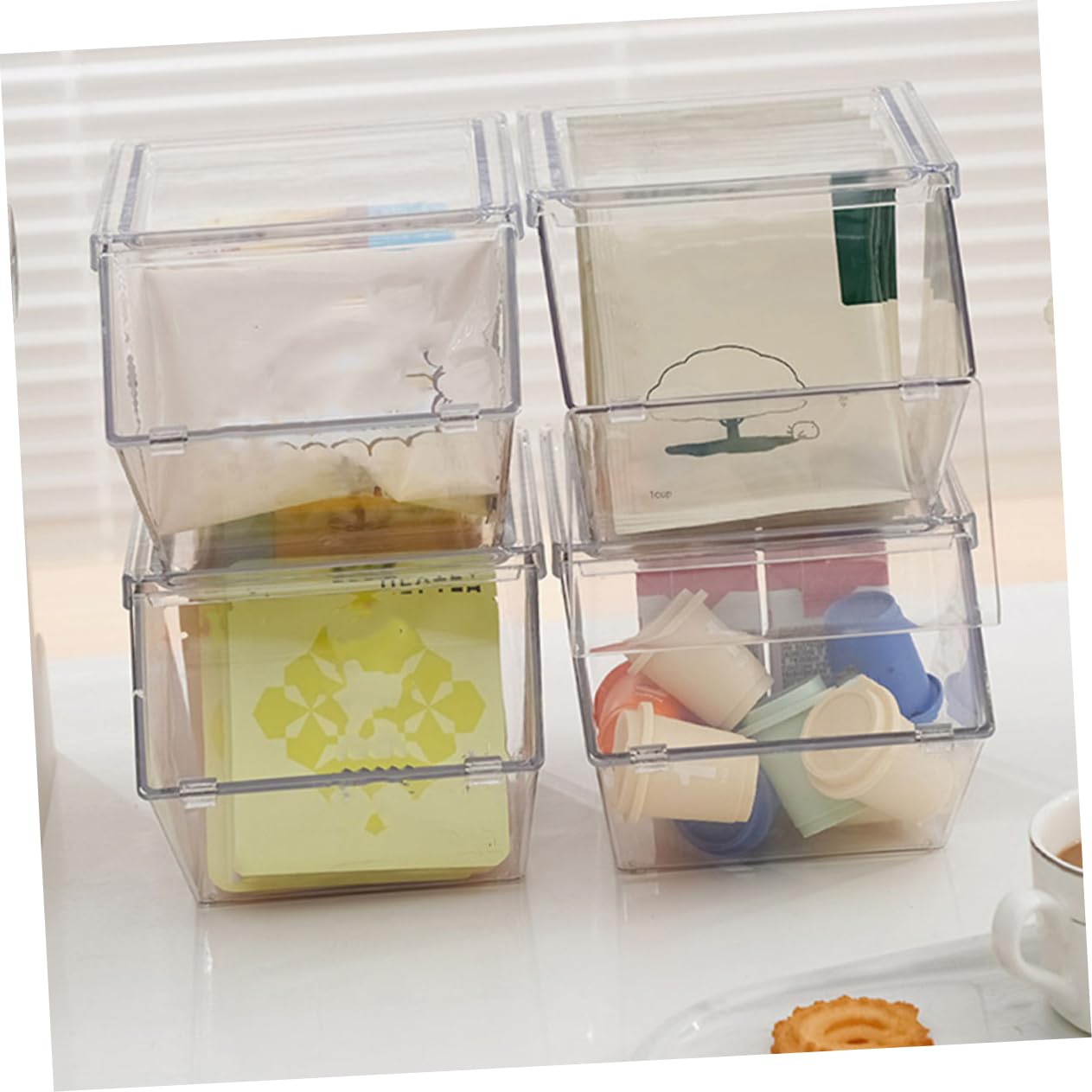 MAGICLULU Set Organizer Per Bustine Di Tè - Stazione Porta Bustine Di Tè Con Scatola Portaoggetti Contenitore Per Il Tè in Acrilico E Dispensa Organizer Per Bustine