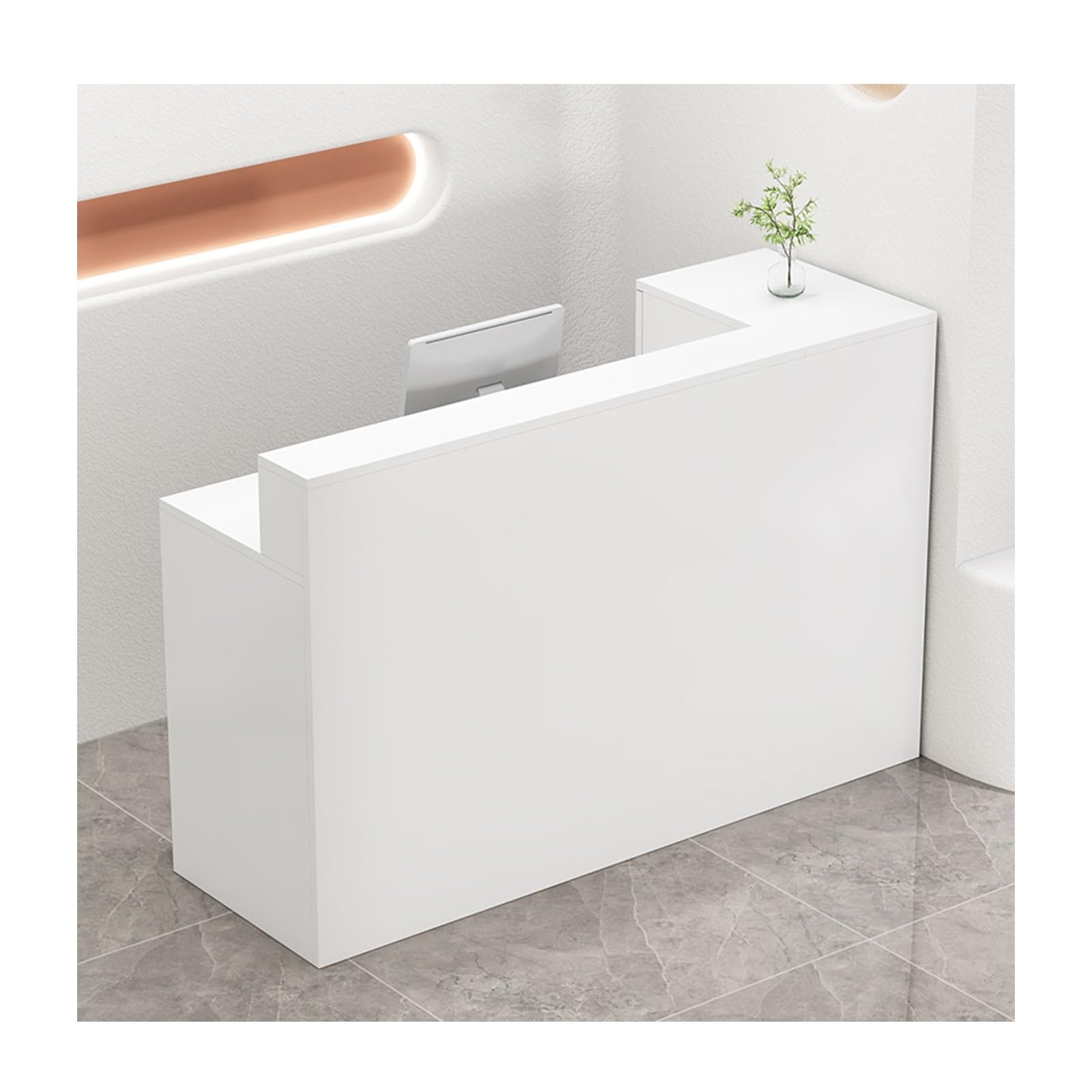 Moderno banco reception con gestione dei cavi, banco cassa di vendita al dettaglio, elegante tavolo da ufficio per sala bar, salone di bellezza, 140 cm