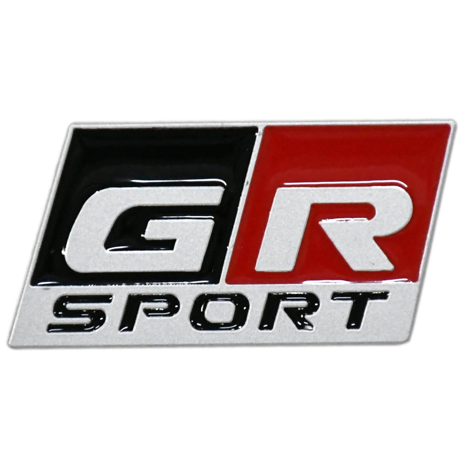 KMH Premium Chrome Plated 3D Car Logo Sticker Compatible for Toyota GR | Eye-Catching Brand Emblem Waterproof Decal for Car Accessories (Black, Red with White) (GR Sport)