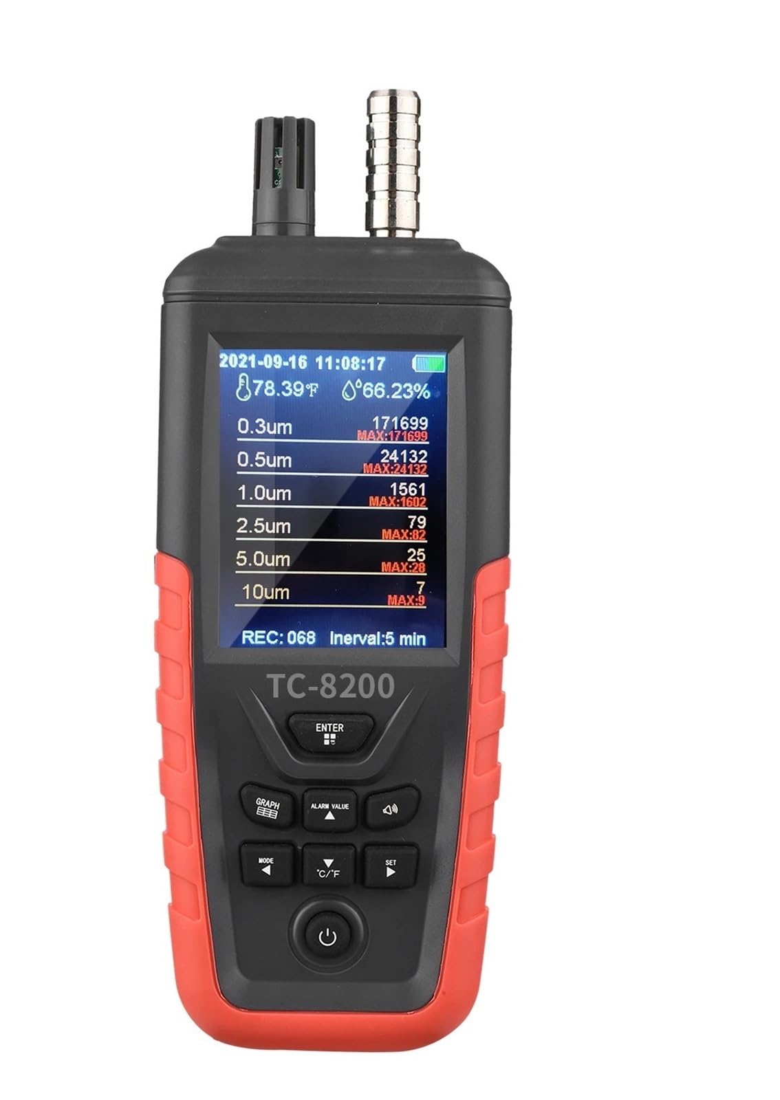 Slzjwlppa Tc-8200 Dust Particle Counter 6-Channel 0.3Um/0.5Μm/1.0Μm/2.5Μm/5.0Μm/10Um Pm2.5 Pm10 Detector With Backlight Tft Air Tester Quick Detection(Tc-8200)