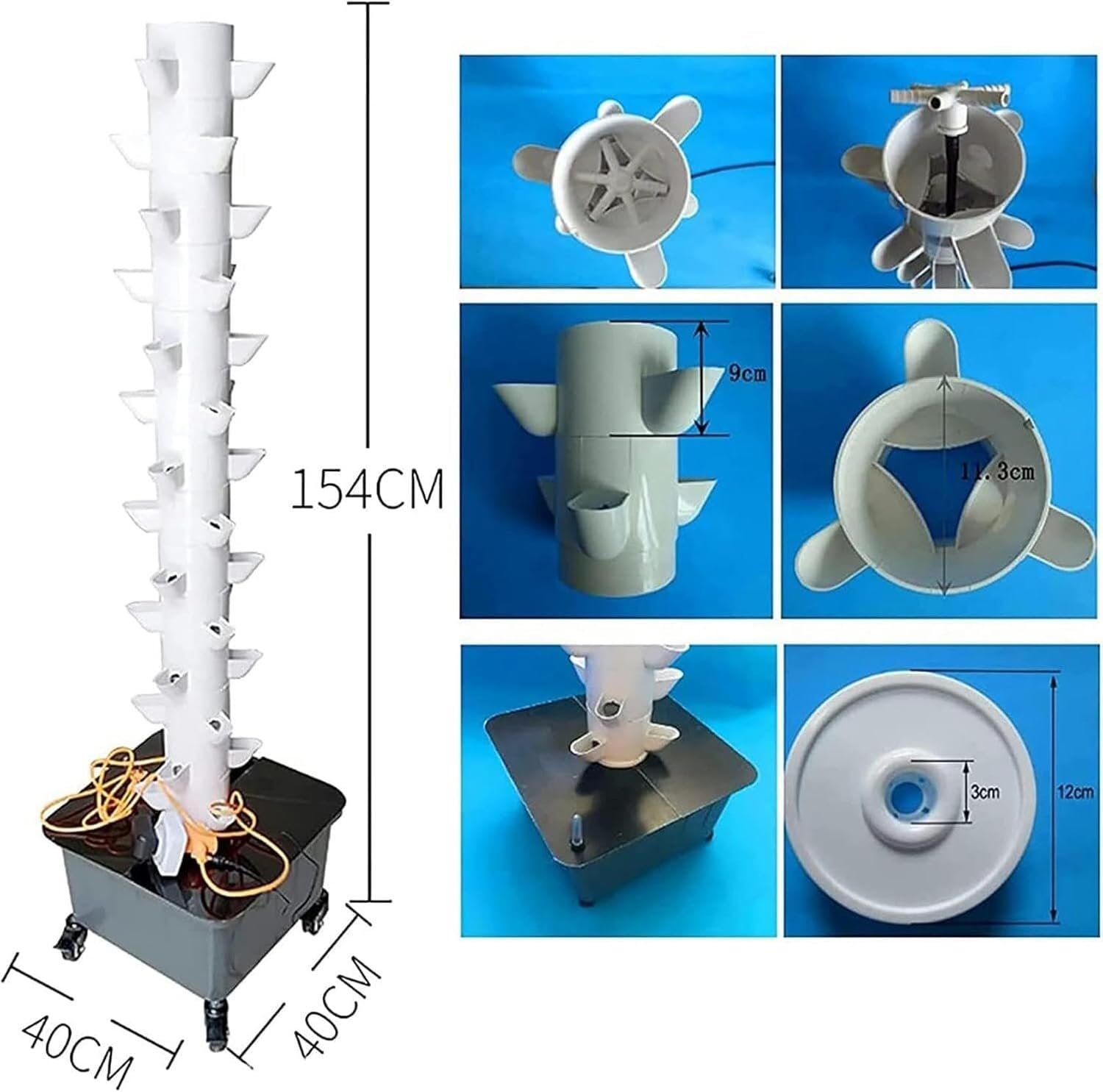 Irrigazione Automatica di Coltivazione a 45 Fori di Coltivazione Indoor Torre di Coltivazione Verticale di Coltivazione Senza Terra/1 pz.