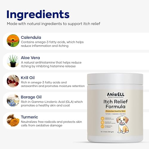 Miniatura 2 de Masticables para aliviar la picazón para perros  Suplemento de vitamina E y aceite de borraja  Repleto de ácidos grasos beneficiosos para una piel